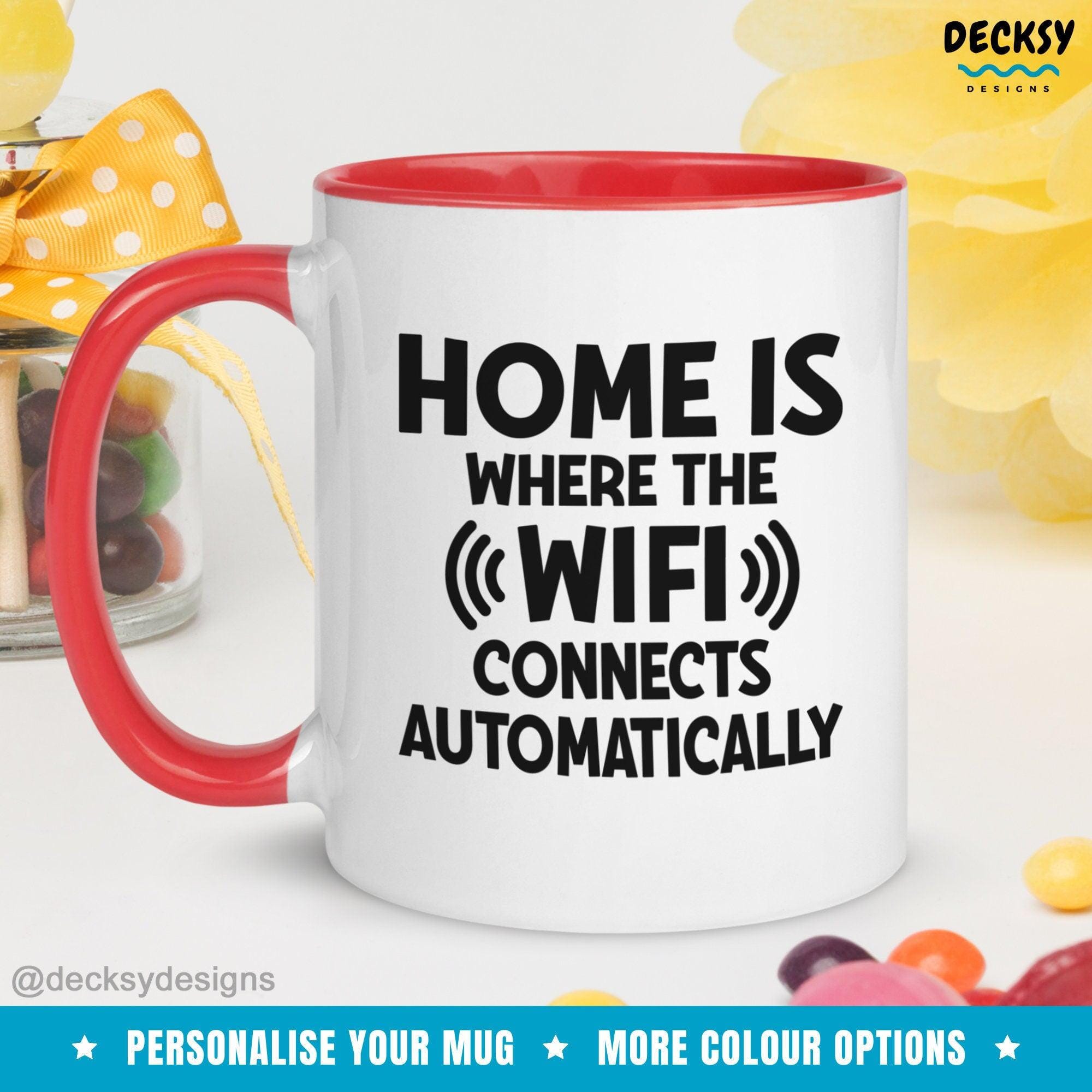 Wifi Coffee Mug, New Homeowner Gift-Home & Living:Kitchen & Dining:Drink & Barware:Drinkware:Mugs-DecksyDesigns-White Mug 11 oz-NO PERSONALISATION-DecksyDesigns