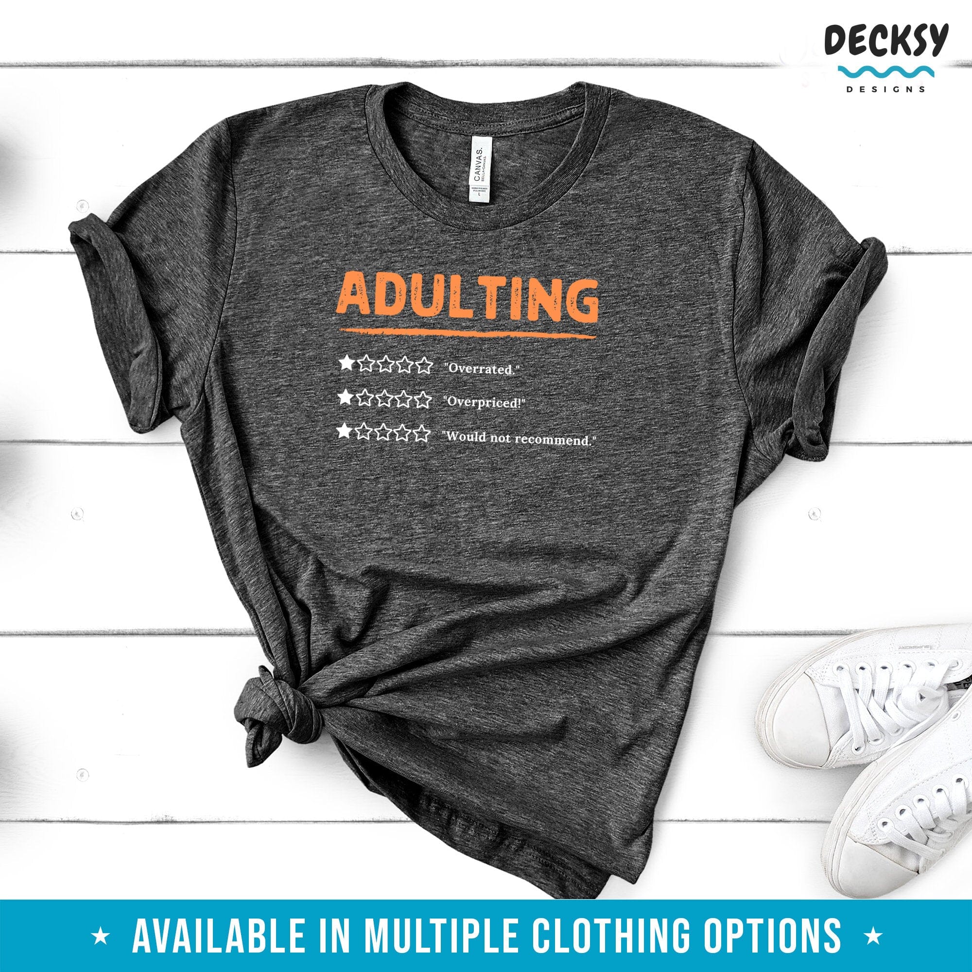 Adulting Shirt, 18th Birthday Gift, Graduation Crewneck Sweater-Clothing:Gender-Neutral Adult Clothing:Tops & Tees:T-shirts:Graphic Tees-DecksyDesigns