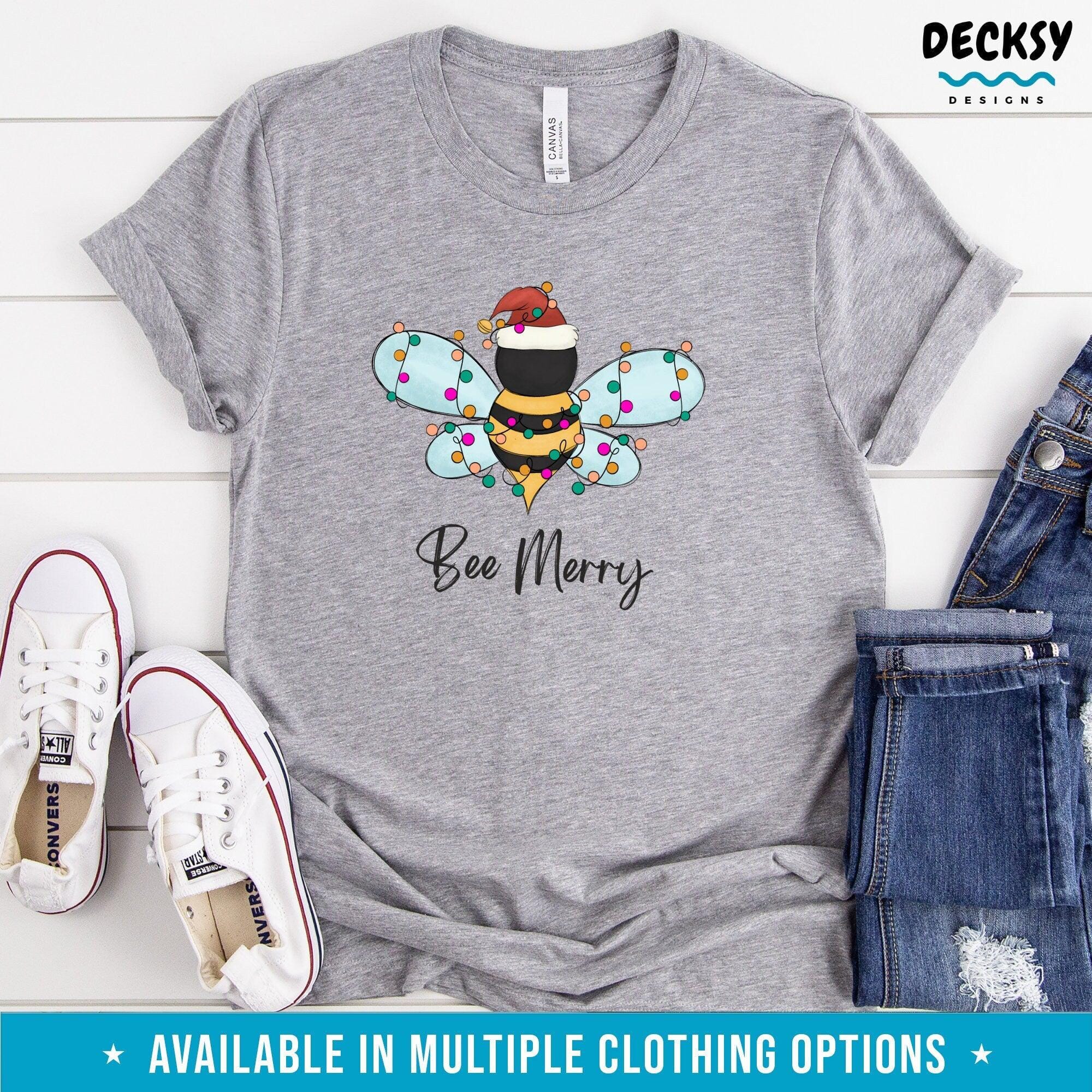 Bee Merry Shirt, Beekeeper Gift-Clothing:Gender-Neutral Adult Clothing:Tops & Tees:T-shirts:Graphic Tees-DecksyDesigns