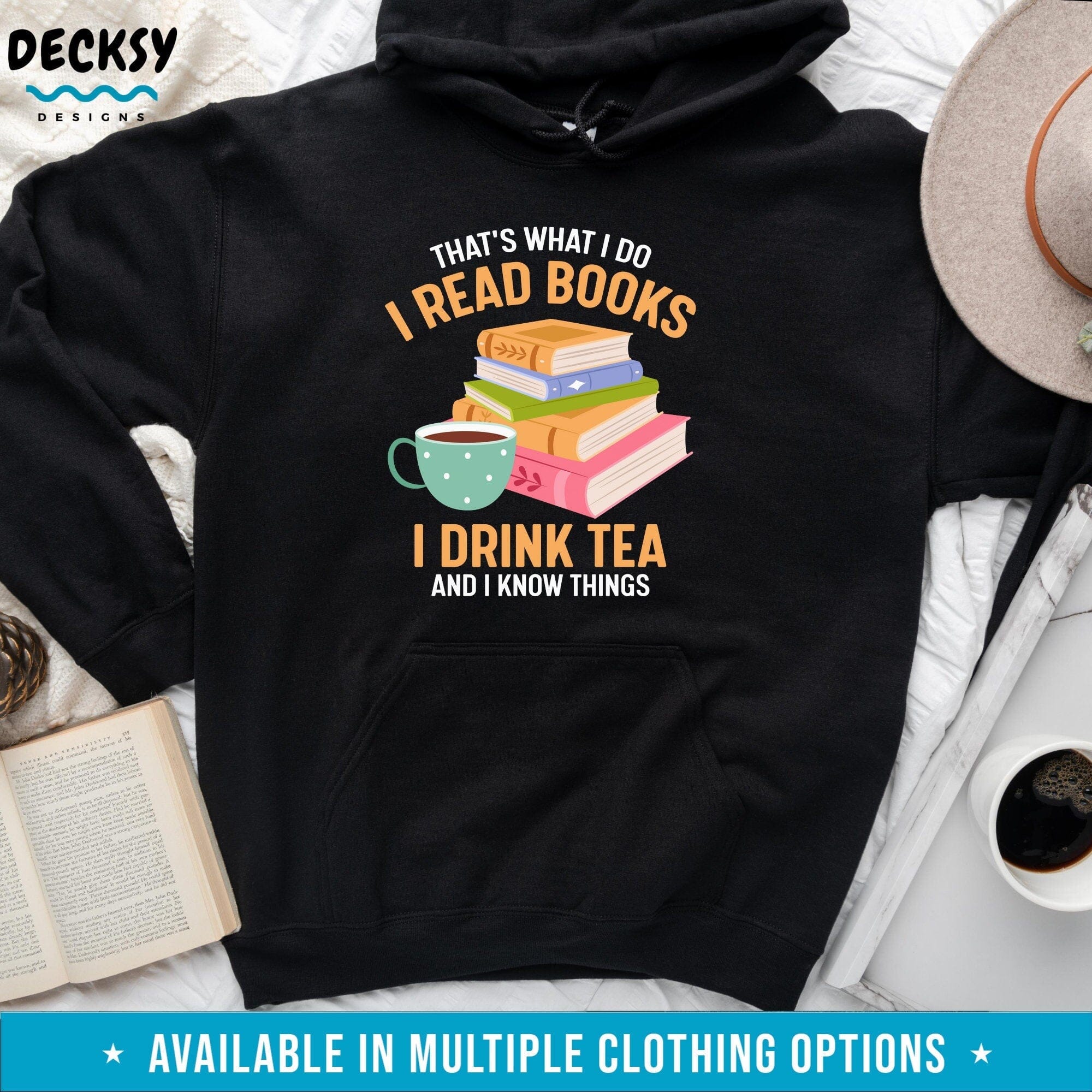 Book Reader Shirt, Gift For Tea Lover-Clothing:Gender-Neutral Adult Clothing:Tops & Tees:T-shirts:Graphic Tees-DecksyDesigns