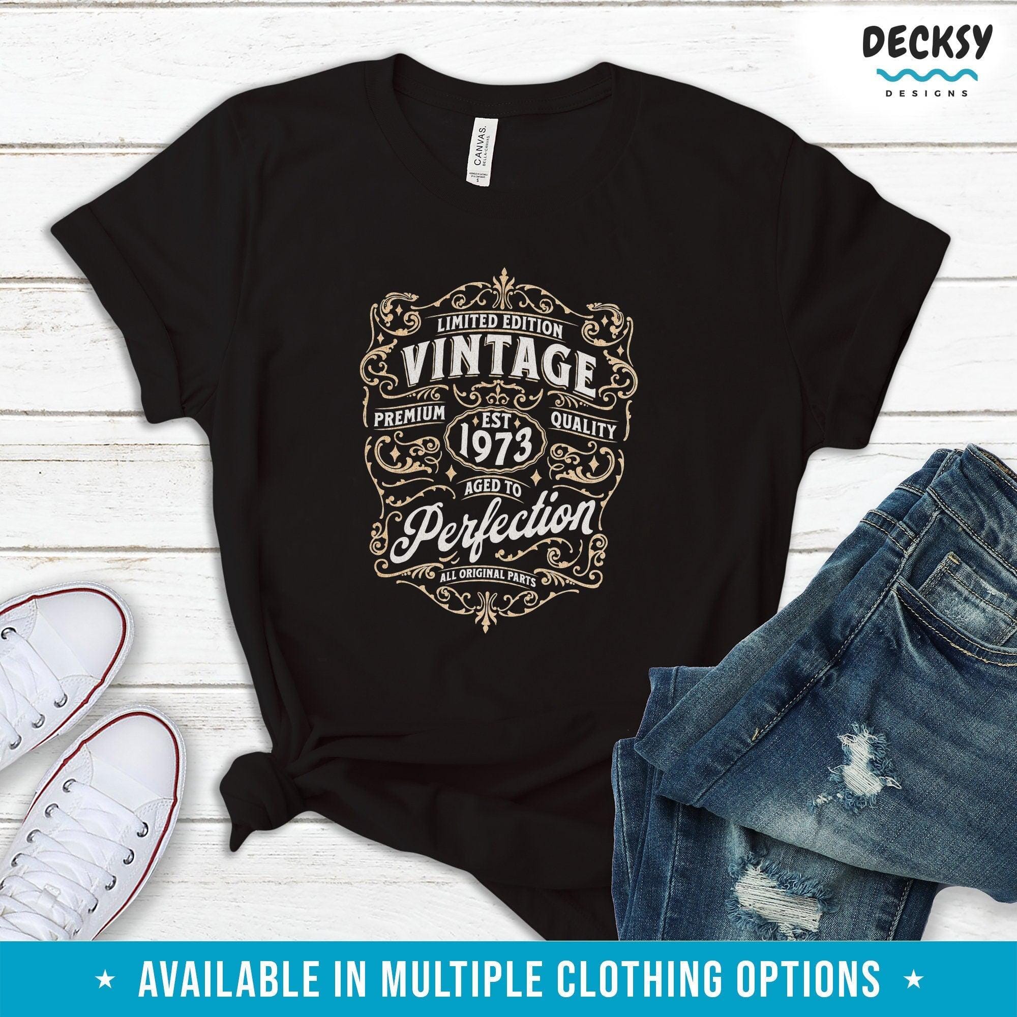 Born In 1973 Shirt, 50th Birthday Gift, Vintage Retro Style 1973 Tee-Clothing:Gender-Neutral Adult Clothing:Tops & Tees:T-shirts:Graphic Tees-DecksyDesigns