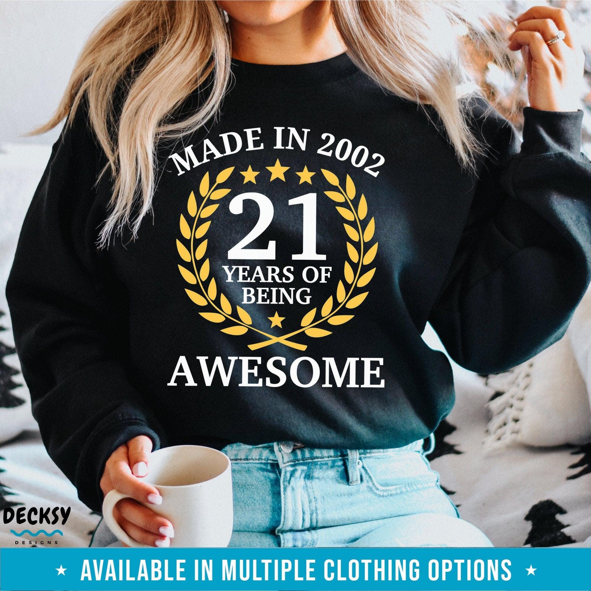 Born in 2002 Shirt, Personalised 21st Birthday Gift-Clothing:Gender-Neutral Adult Clothing:Tops & Tees:T-shirts:Graphic Tees-DecksyDesigns