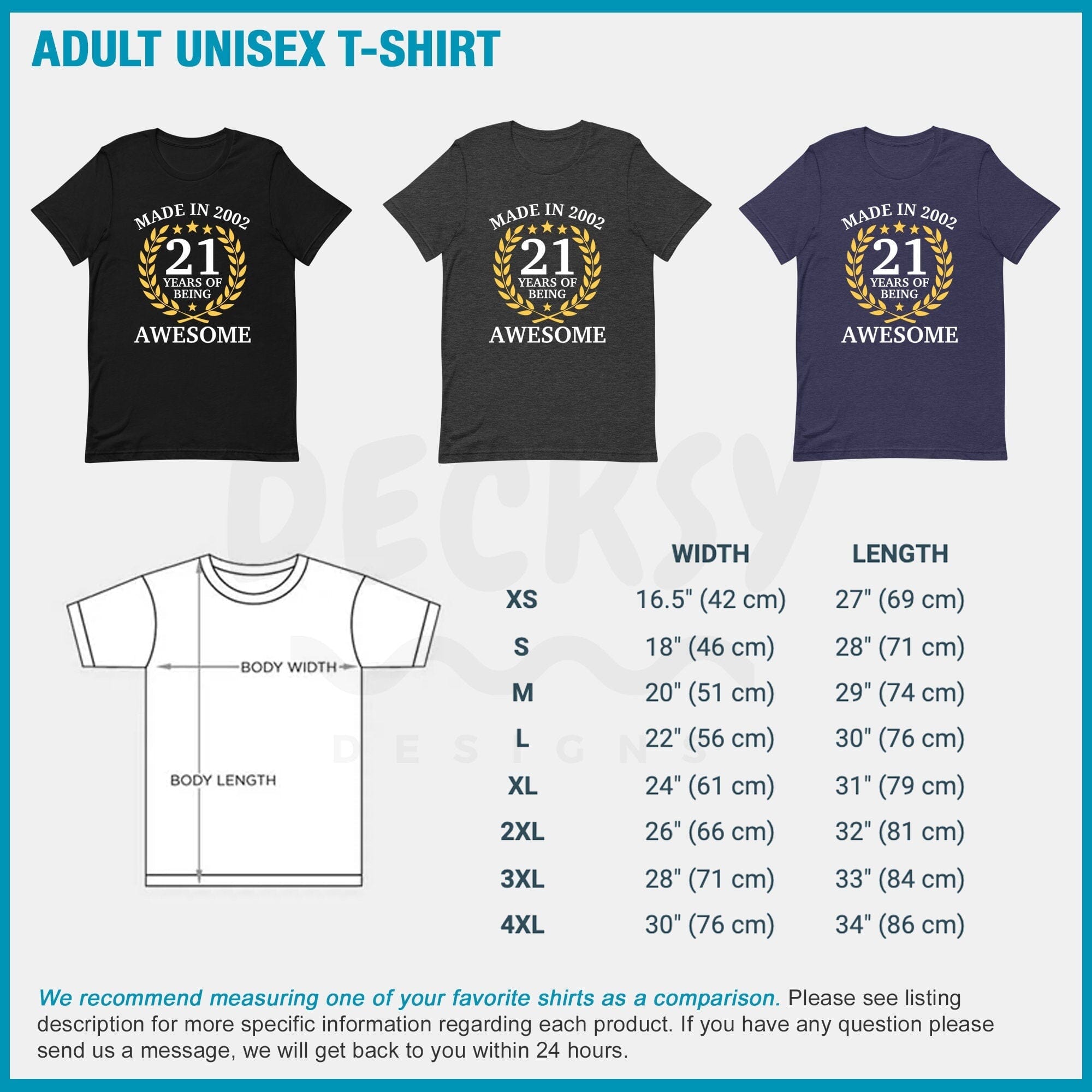 Born in 2002 Shirt, Personalised 21st Birthday Gift-Clothing:Gender-Neutral Adult Clothing:Tops & Tees:T-shirts:Graphic Tees-DecksyDesigns