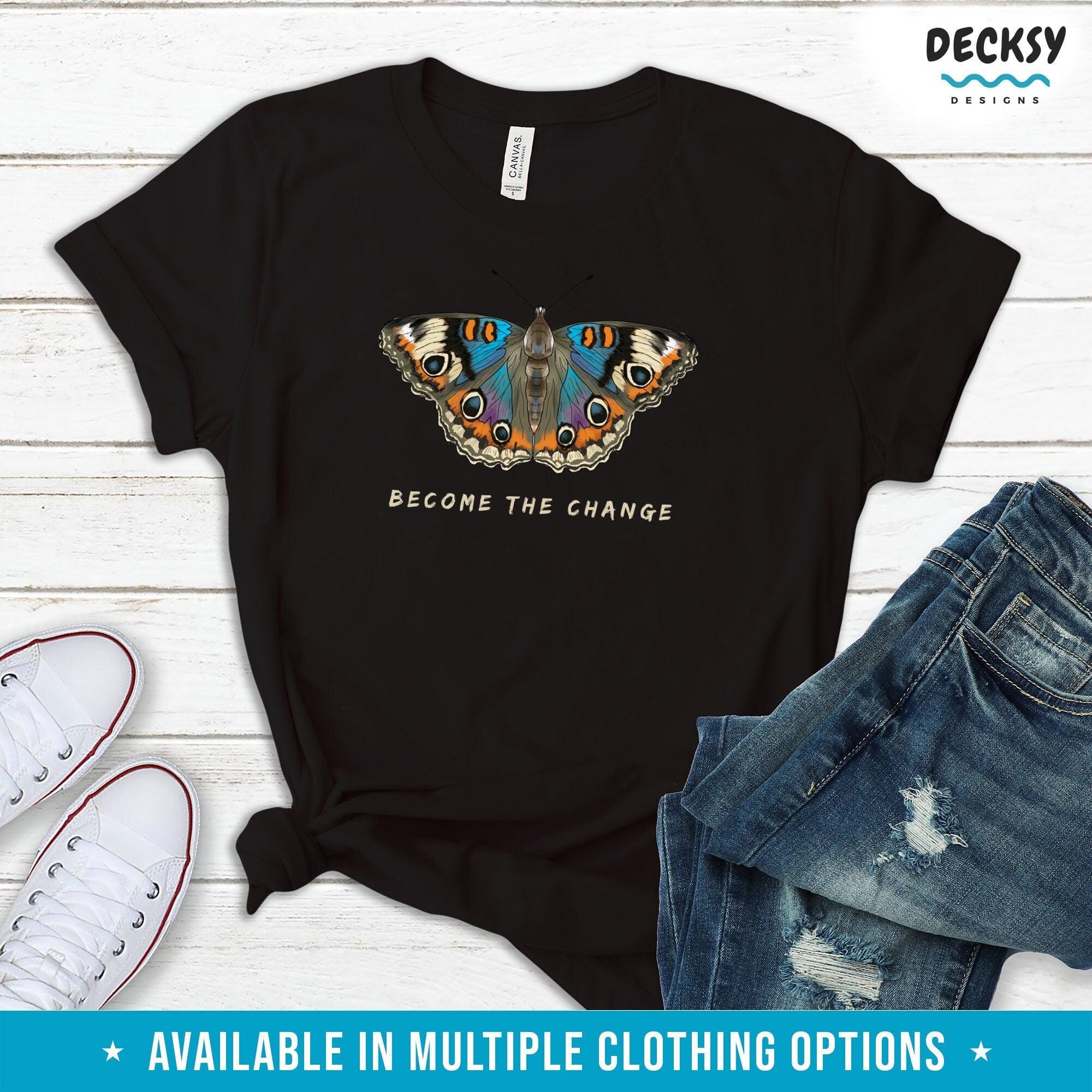 Butterfly Shirt, Positivity Gift Tee-Clothing:Gender-Neutral Adult Clothing:Tops & Tees:T-shirts:Graphic Tees-DecksyDesigns