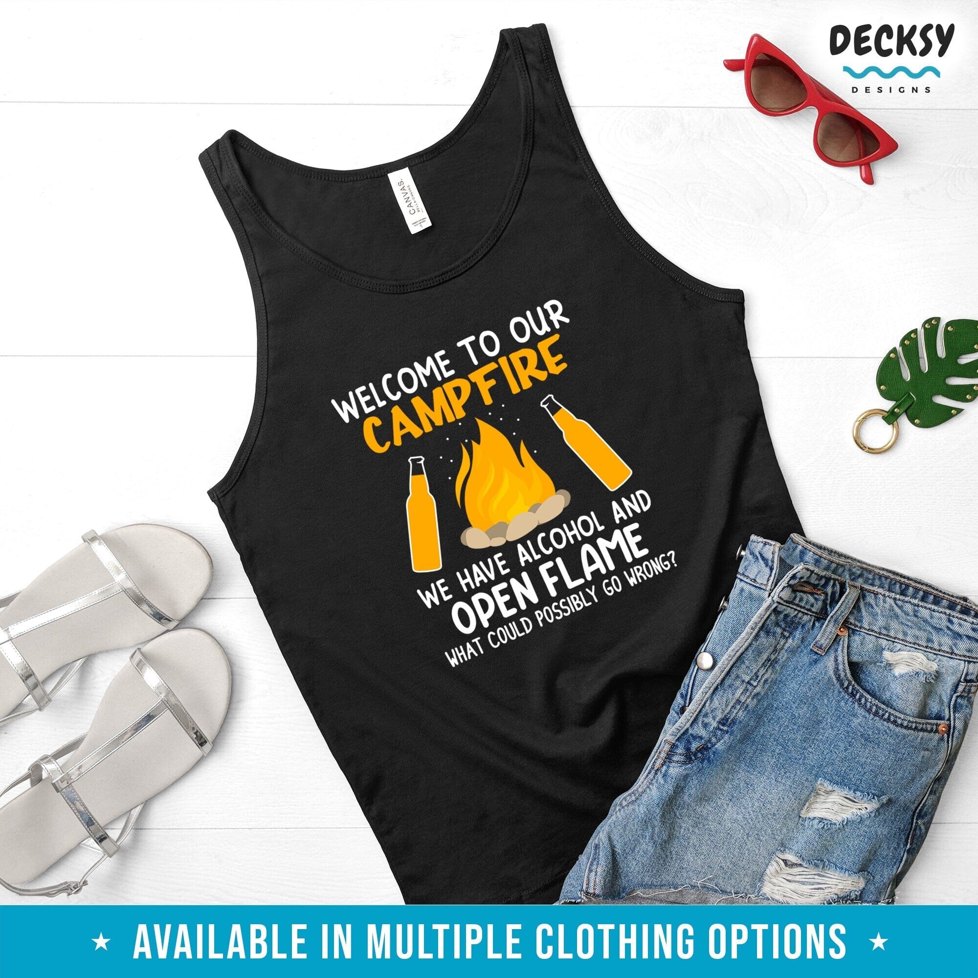 Campfire Sweatshirt, Camping Dad Gift-Clothing:Gender-Neutral Adult Clothing:Tops & Tees:T-shirts:Graphic Tees-DecksyDesigns