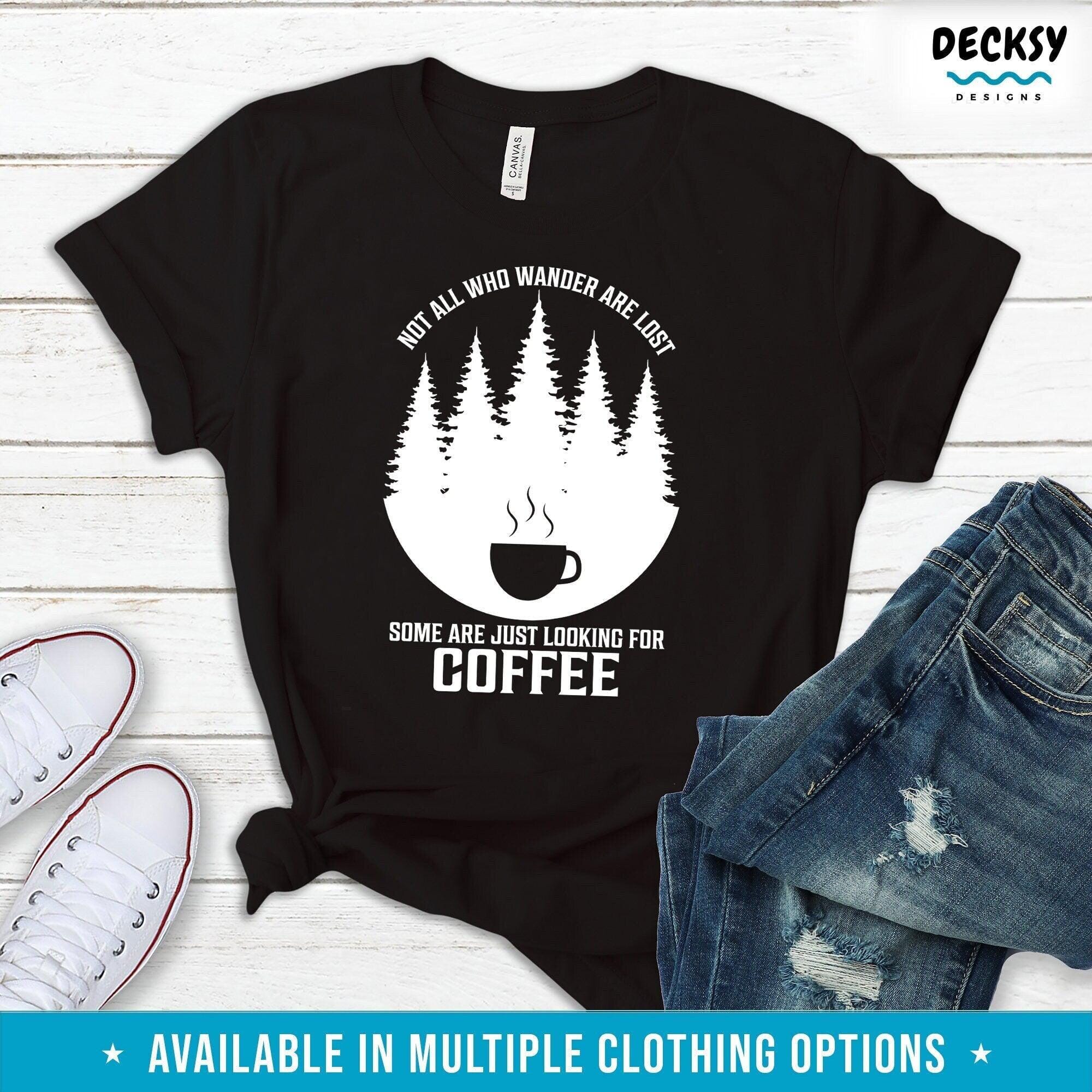 Camping Coffee Tshirt, Camp Gift-Clothing:Gender-Neutral Adult Clothing:Tops & Tees:T-shirts:Graphic Tees-DecksyDesigns