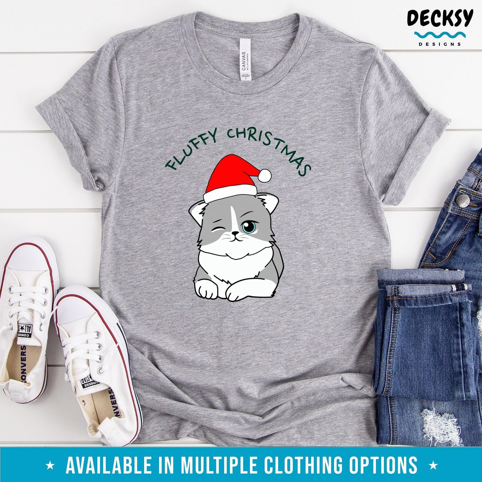 Cat Christmas Shirt, Gift for Cat Lover-Clothing:Gender-Neutral Adult Clothing:Tops & Tees:T-shirts:Graphic Tees-DecksyDesigns