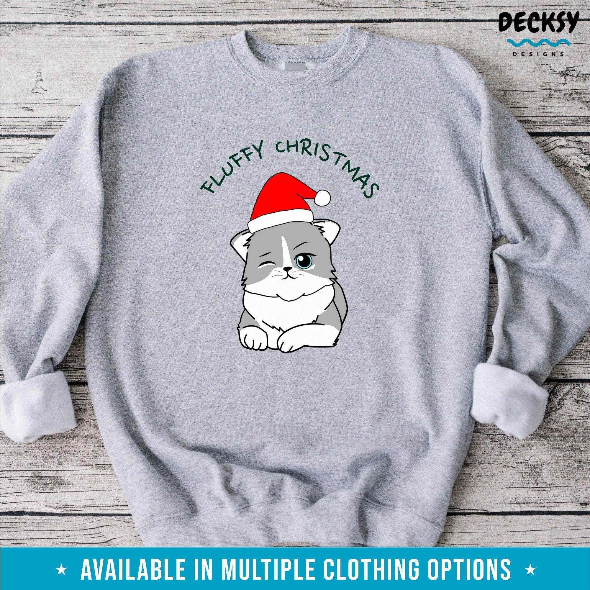 Cat Christmas Shirt, Gift for Cat Lover-Clothing:Gender-Neutral Adult Clothing:Tops & Tees:T-shirts:Graphic Tees-DecksyDesigns