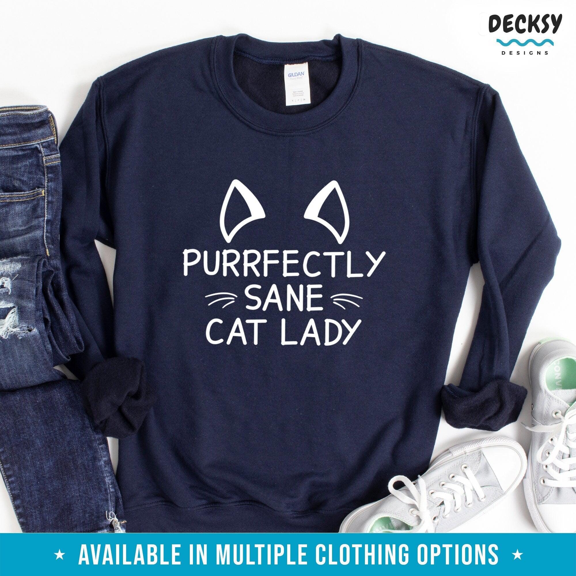 Cat Lady Tshirt, Cute Cat Lady Shirt, Cat Lover Birthday Gift, Cat Mom Tee-Clothing:Gender-Neutral Adult Clothing:Tops & Tees:T-shirts:Graphic Tees-DecksyDesigns