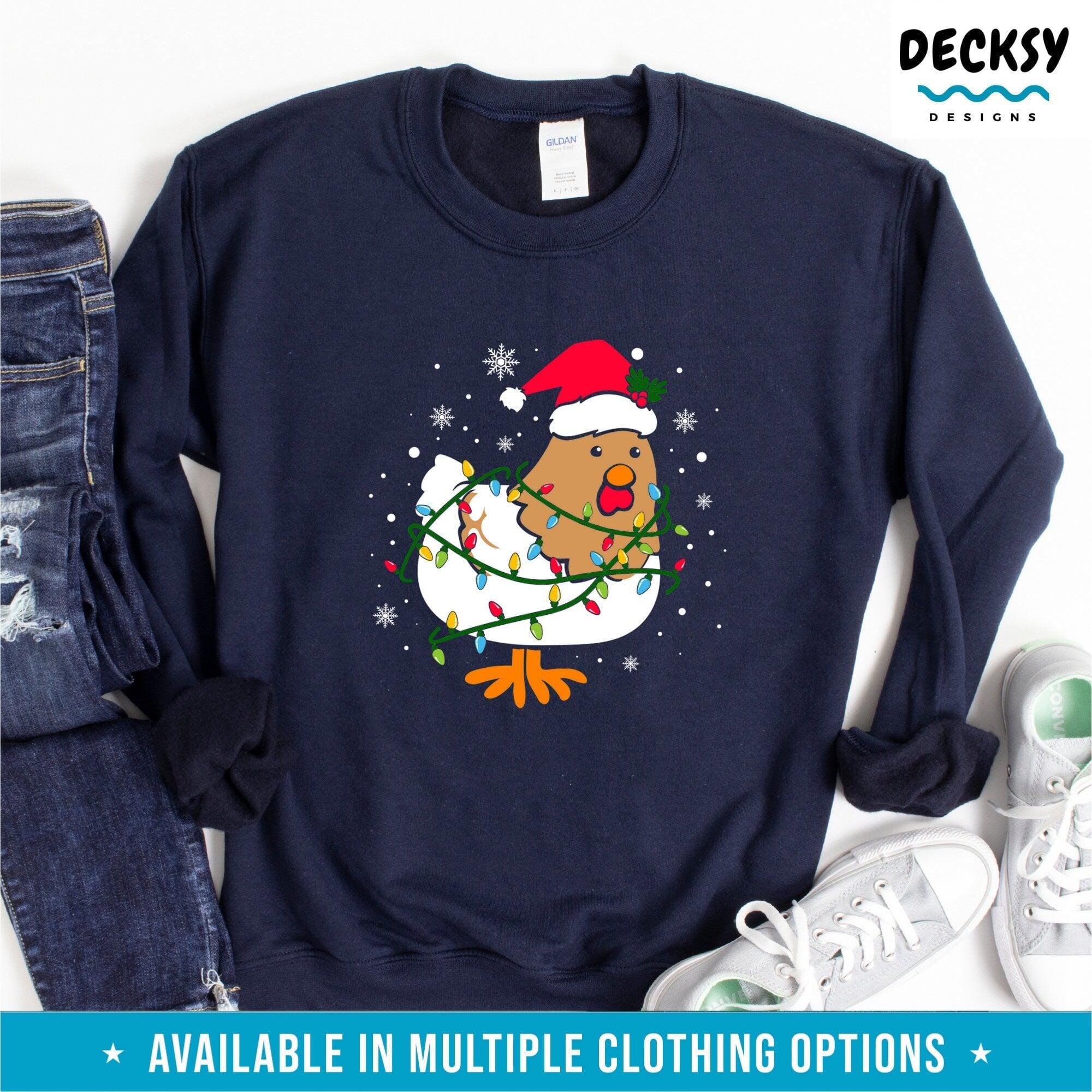 Chicken Christmas Shirt, Chicken Owner Gift-Clothing:Gender-Neutral Adult Clothing:Tops & Tees:T-shirts:Graphic Tees-DecksyDesigns