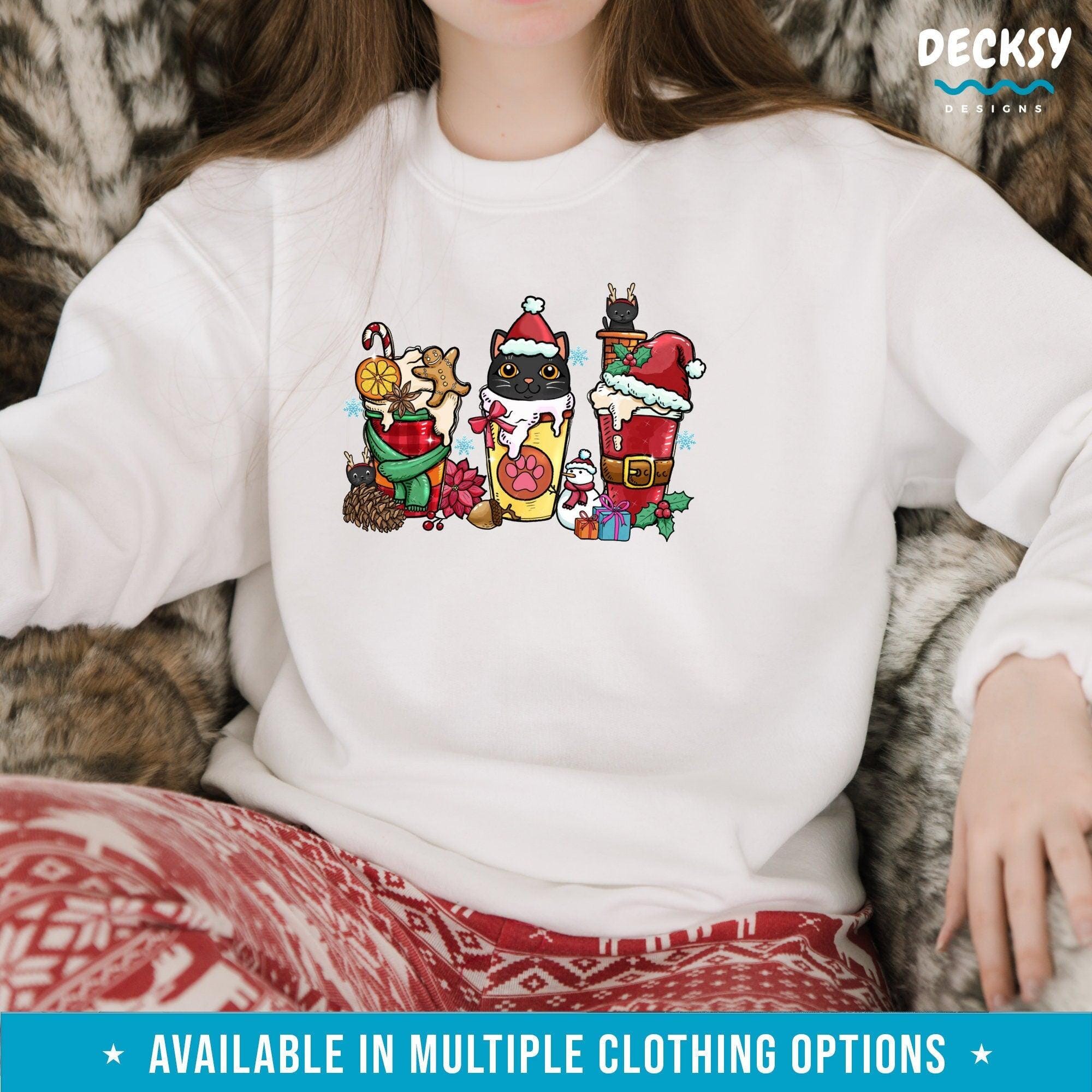 Christmas Cat Shirt, Xmas Gift for Cat Owner-Clothing:Gender-Neutral Adult Clothing:Tops & Tees:T-shirts:Graphic Tees-DecksyDesigns