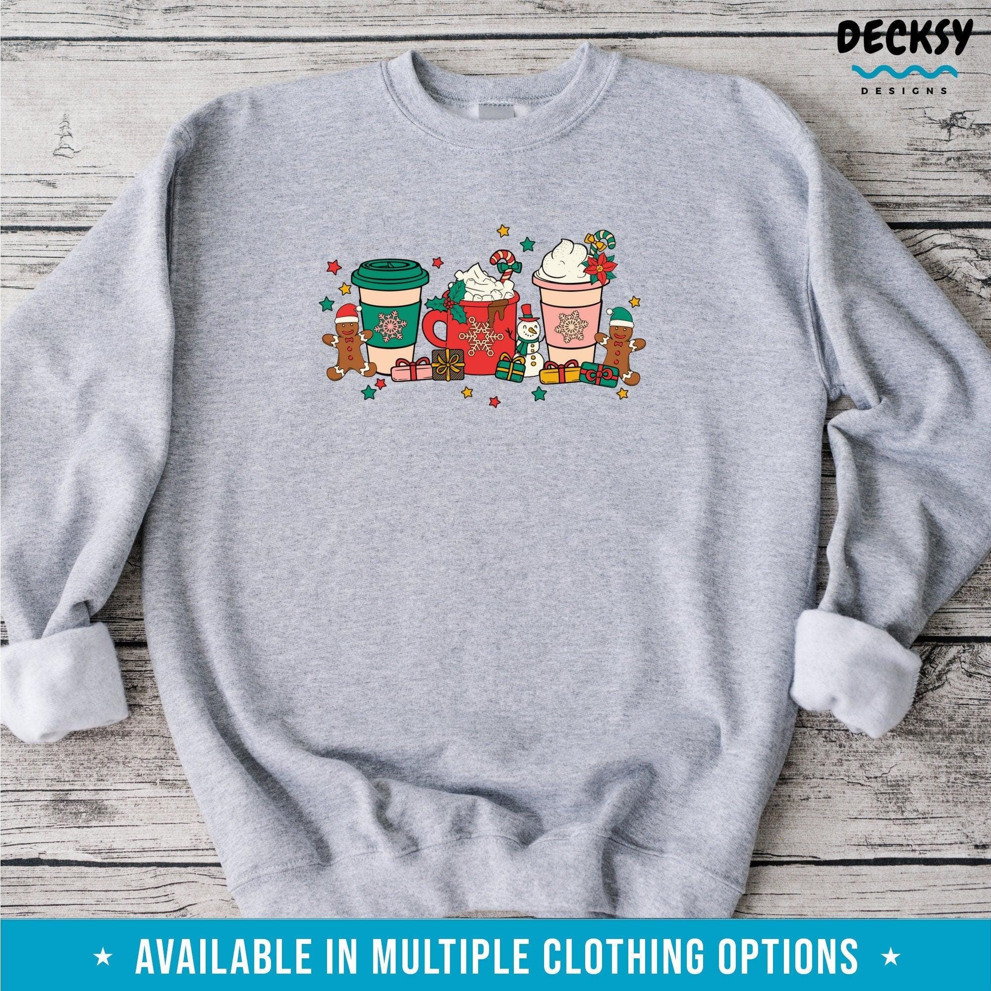 Christmas Coffee Shirt, Xmas Holiday Sweatshirt Hoodie, Gift for Coffee Lover-Clothing:Gender-Neutral Adult Clothing:Tops & Tees:T-shirts:Graphic Tees-DecksyDesigns