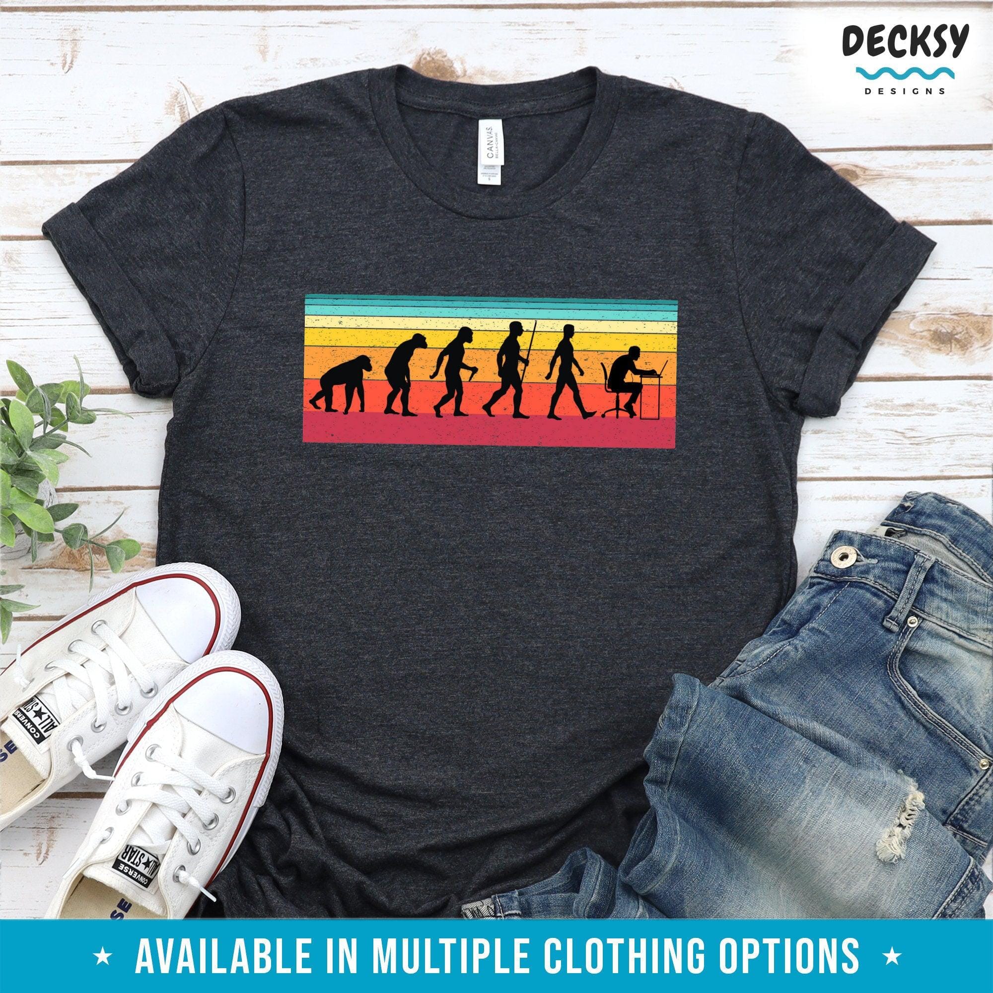 Computer Shirt, Human Evolution Gift For Men-Clothing:Gender-Neutral Adult Clothing:Tops & Tees:T-shirts:Graphic Tees-DecksyDesigns