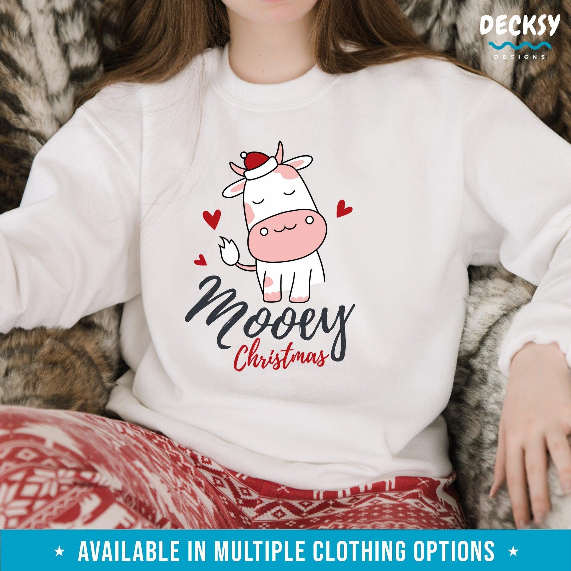 Cow Christmas Shirt, Mooey Christmas Gift-Clothing:Gender-Neutral Adult Clothing:Tops & Tees:T-shirts:Graphic Tees-DecksyDesigns