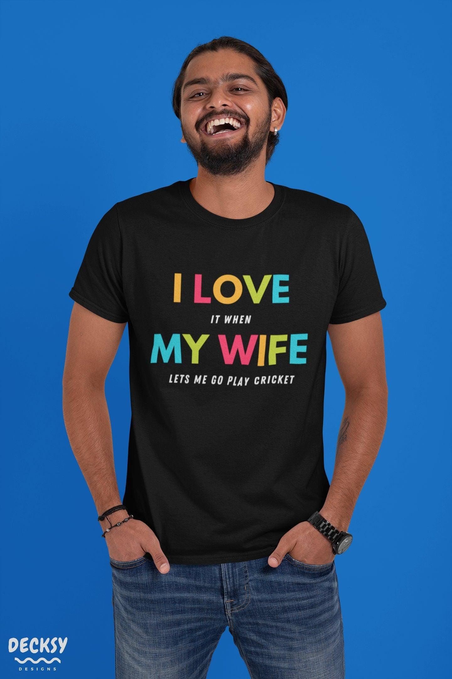 Cricket Player Tshirt, Gift for Husband from Wife-Clothing:Gender-Neutral Adult Clothing:Tops & Tees:T-shirts-DecksyDesigns