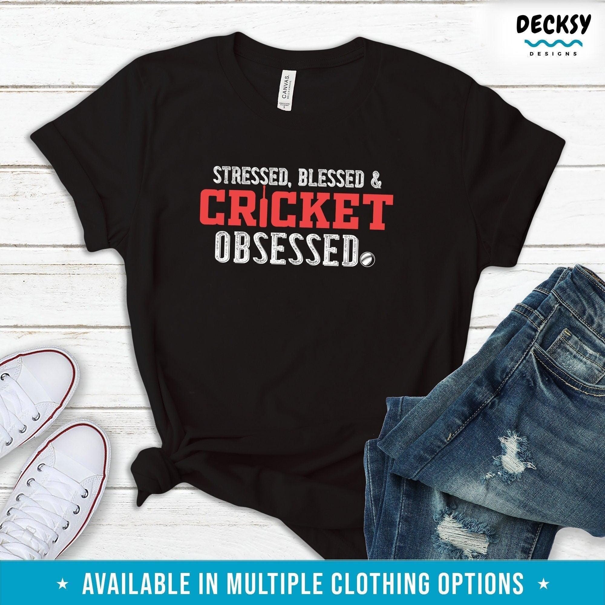 Cricket T Shirt, Cricket Player Gift-Clothing:Gender-Neutral Adult Clothing:Tops & Tees:T-shirts:Graphic Tees-DecksyDesigns