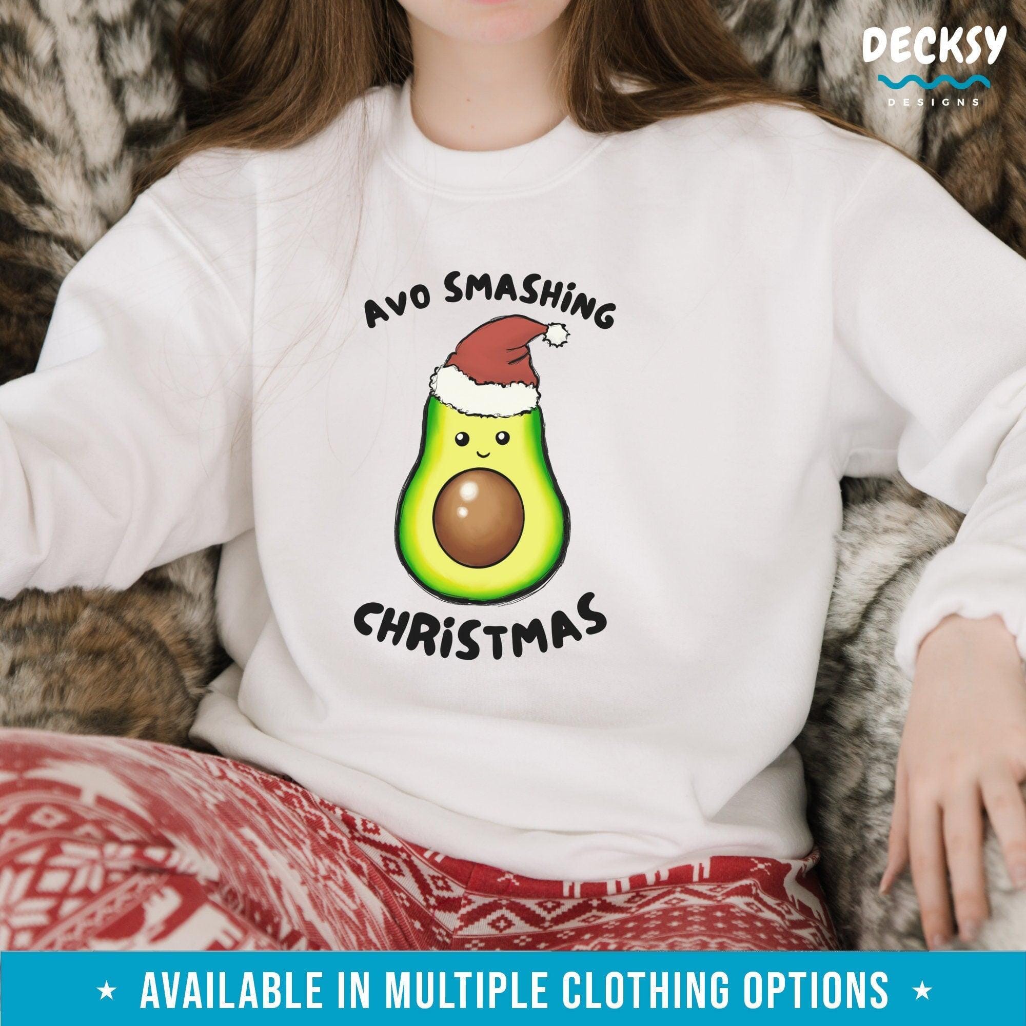 Cute Avocado Christmas Shirt, Gift For Christmas-Clothing:Gender-Neutral Adult Clothing:Tops & Tees:T-shirts:Graphic Tees-DecksyDesigns