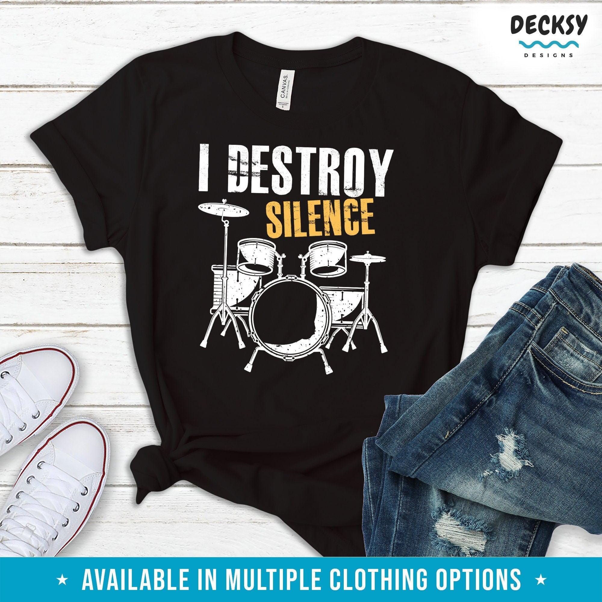 Drummer Tshirt, Rock Band Gift-Clothing:Gender-Neutral Adult Clothing:Tops & Tees:T-shirts:Graphic Tees-DecksyDesigns