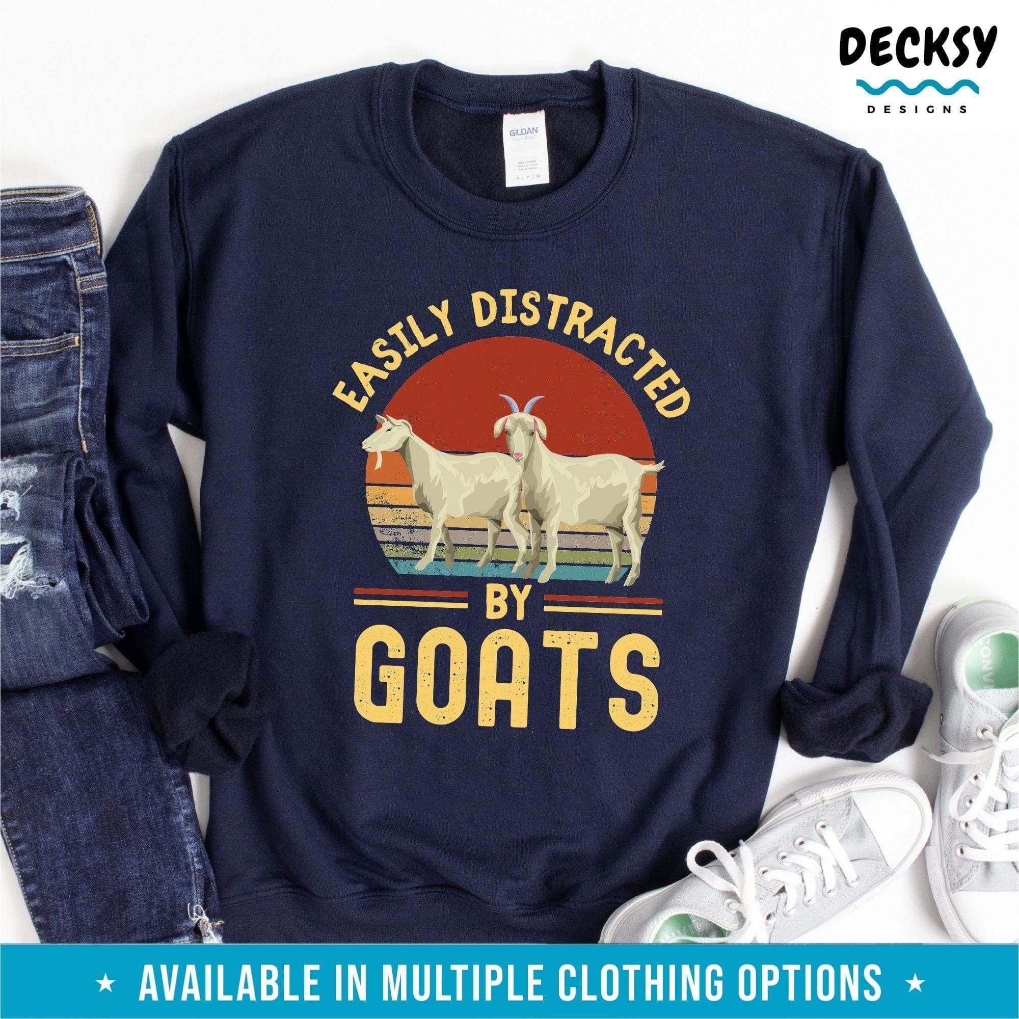 Easily Distracted By Goats Shirt, Goat Lover Gift-Clothing:Gender-Neutral Adult Clothing:Tops & Tees:T-shirts:Graphic Tees-DecksyDesigns