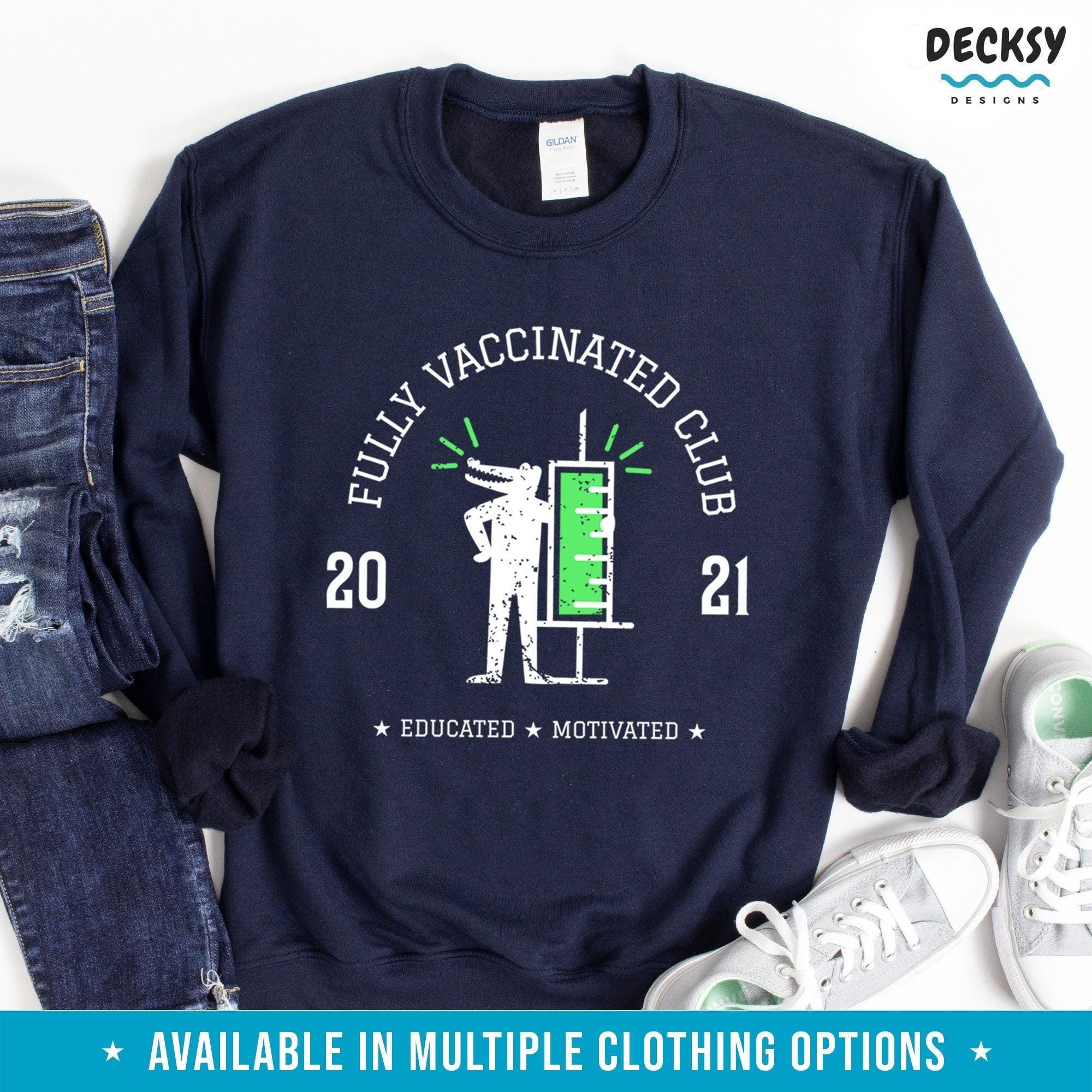 Fully Vaccinated Club 2021 Tshirt, Pro Vaccination Gift-Clothing:Gender-Neutral Adult Clothing:Tops & Tees:T-shirts:Graphic Tees-DecksyDesigns