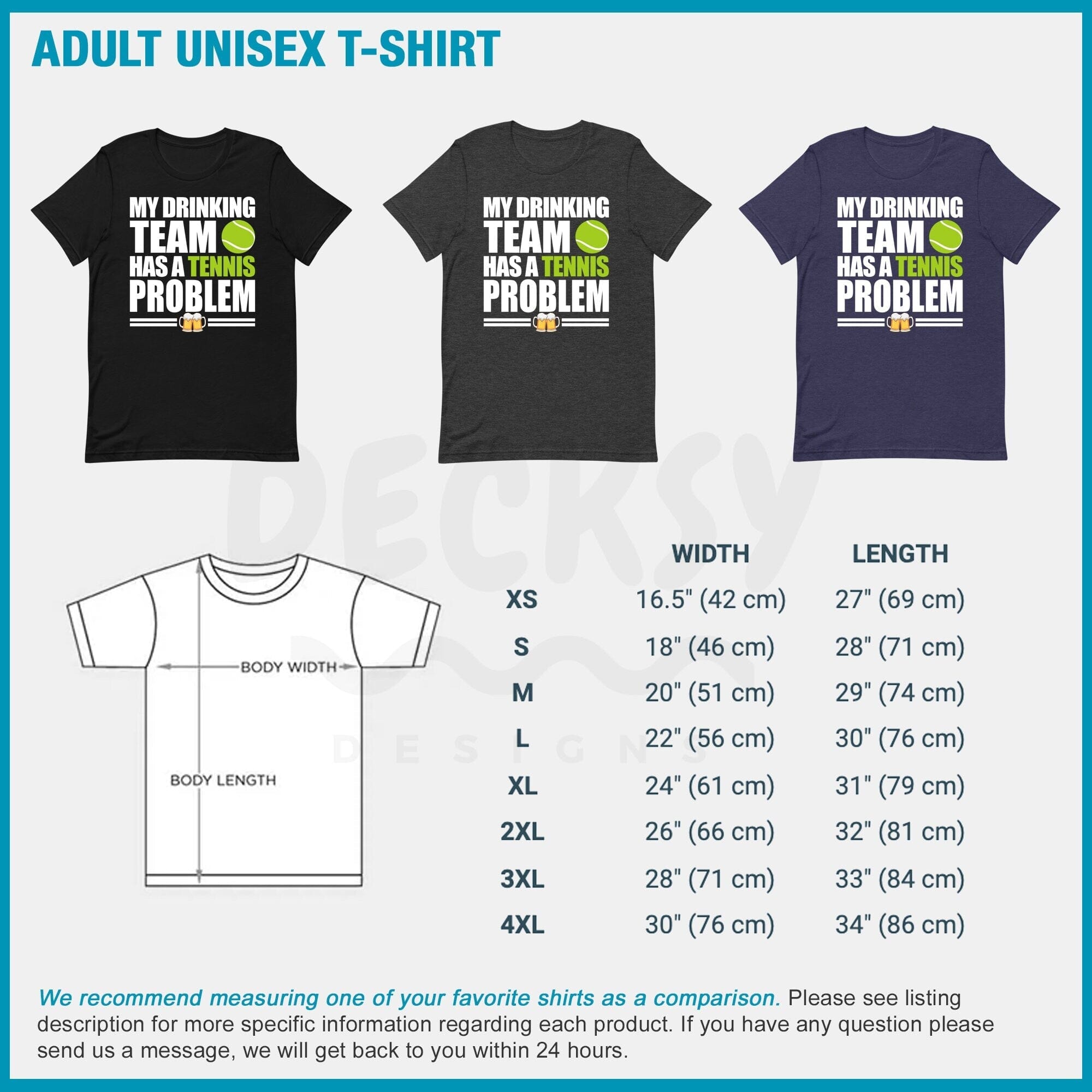 Funny Tennis Shirt, Drinking Team Gift-Clothing:Gender-Neutral Adult Clothing:Tops & Tees:T-shirts:Graphic Tees-DecksyDesigns