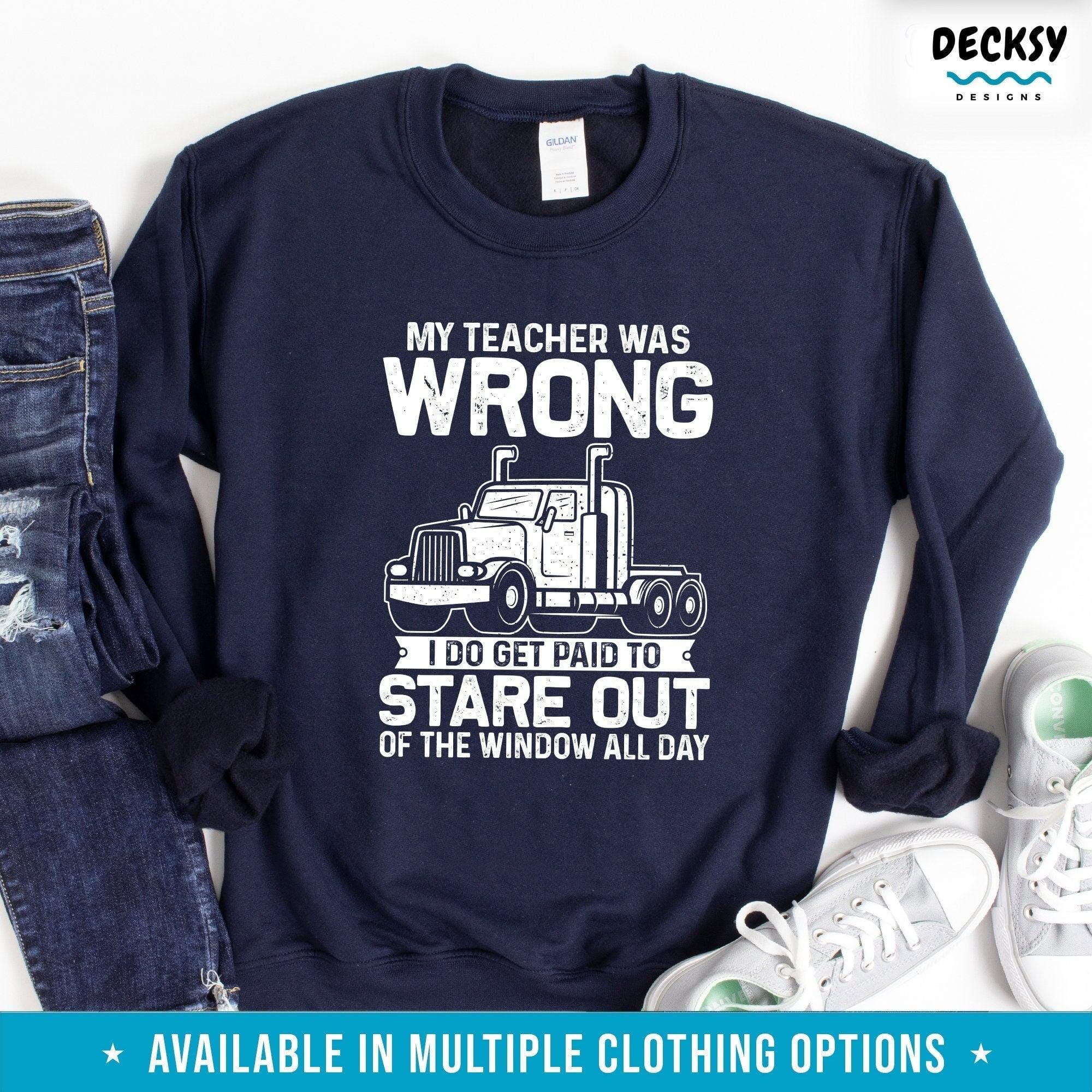 Funny Trucker Shirt, Truck Driver Gift-Clothing:Gender-Neutral Adult Clothing:Tops & Tees:T-shirts:Graphic Tees-DecksyDesigns