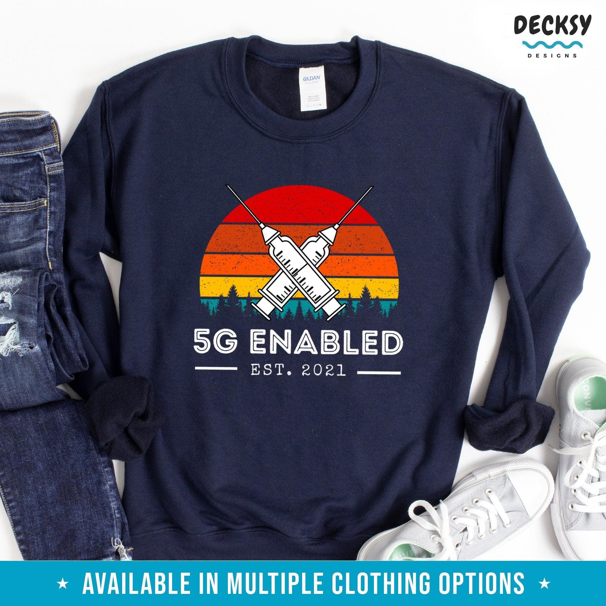 Funny Vaccinated Shirt, 5G Enabled Vaccine Awareness Gift-Clothing:Gender-Neutral Adult Clothing:Tops & Tees:T-shirts:Graphic Tees-DecksyDesigns