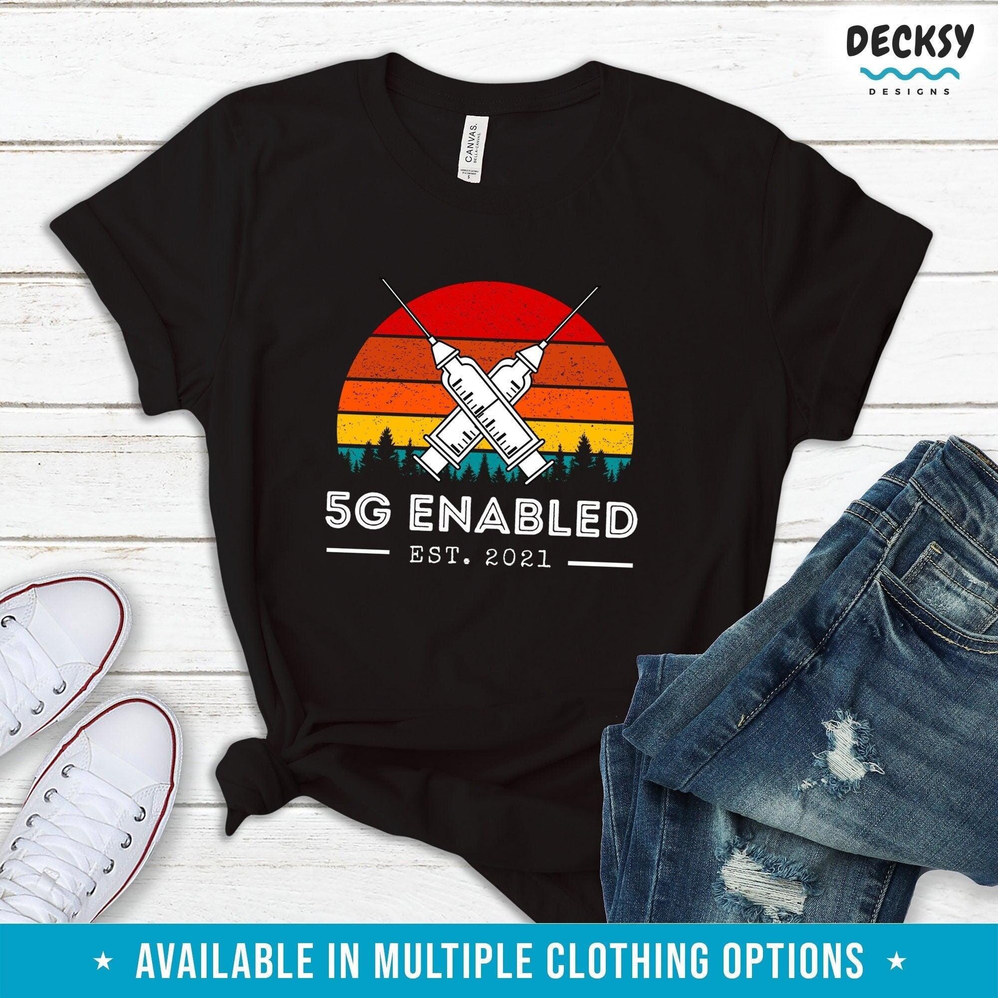 Funny Vaccinated Shirt, 5G Enabled Vaccine Awareness Gift-Clothing:Gender-Neutral Adult Clothing:Tops & Tees:T-shirts:Graphic Tees-DecksyDesigns