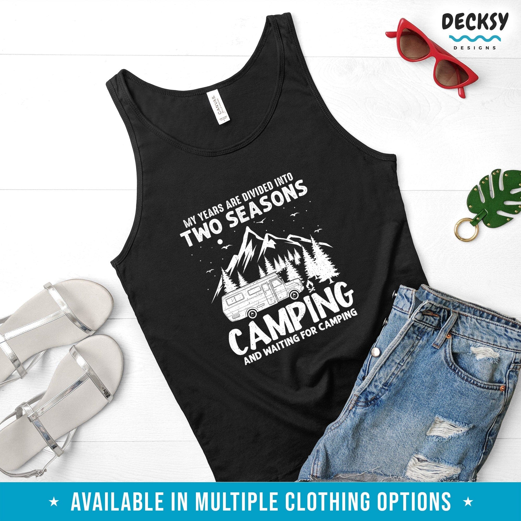 Happy Camper Gift, Outdoor Shirt-Clothing:Gender-Neutral Adult Clothing:Tops & Tees:T-shirts:Graphic Tees-DecksyDesigns