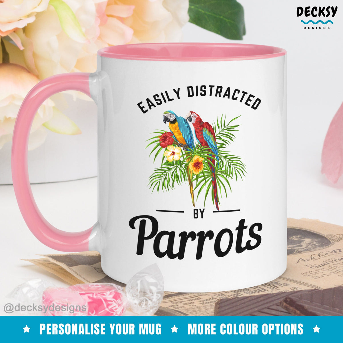 Parrot Lover Gift, Funny Parrot Mug, Custom Macaw Mug, Blue And Gold Macaw, Scarlet Macaw Mug, Macaw Mom Gift, Parrot Bird Lover Coffee Mug Mugs by DecksyDesigns