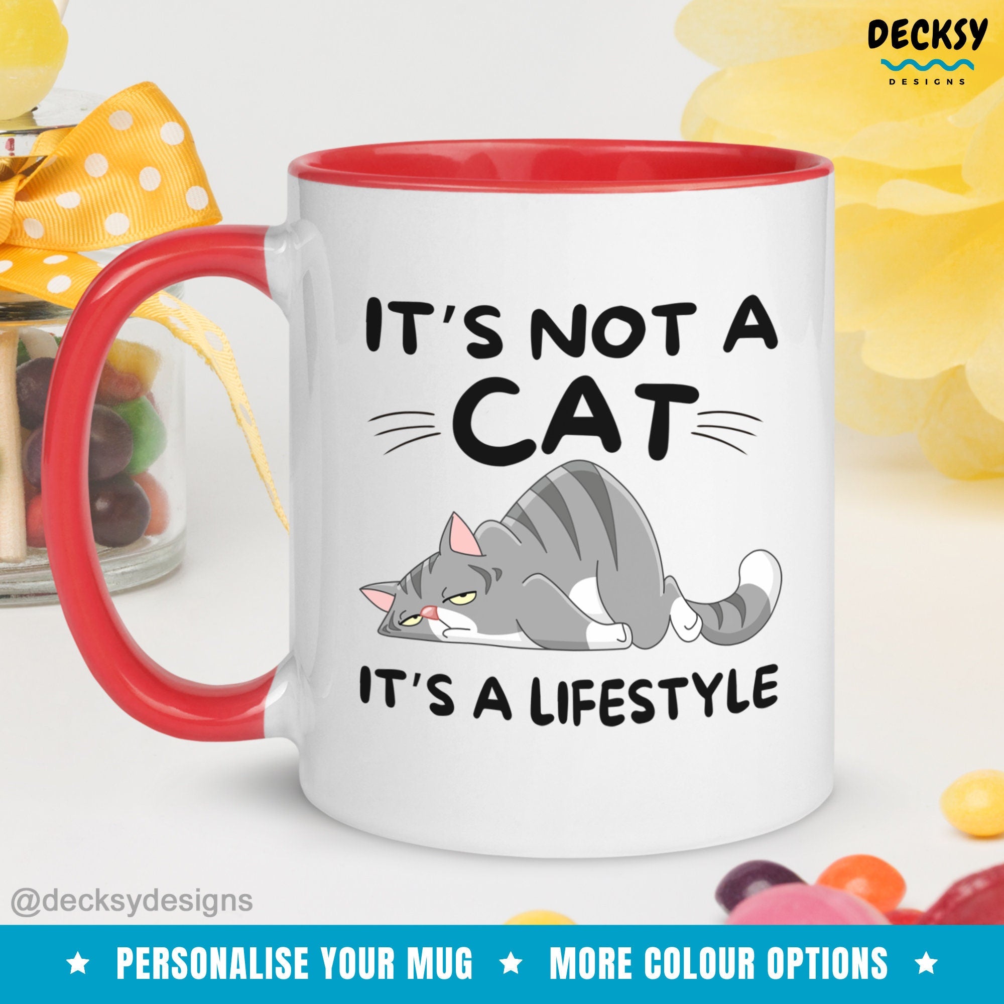 Cat Lover Mug, Custom Cat Owner Gift, Cat Mama Mug, Cat Dad Coffee Mug, Cute Cat Lady Gift For Cat Grandma, Funny Cat Mom Gift Personalised Mugs by DecksyDesigns