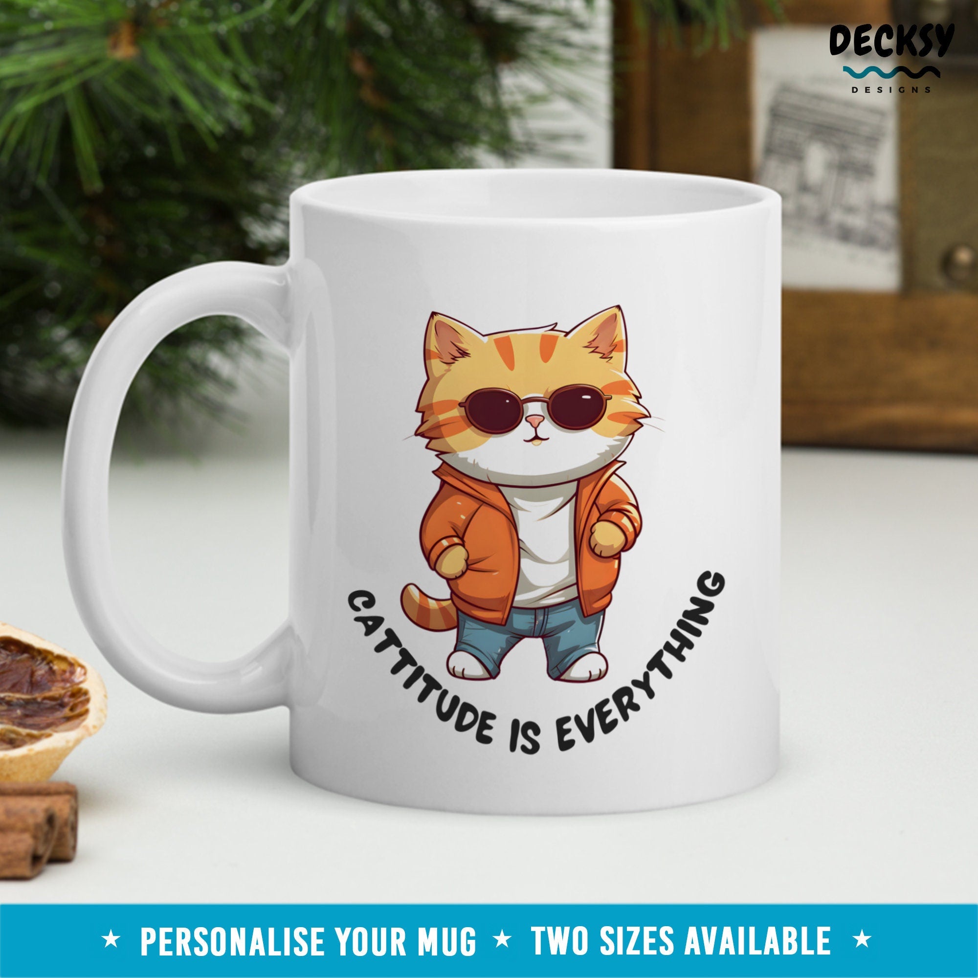 Cattitude Coffee Mug, Funny Cat Owner Gift, Custom Cappucino Cup, Gift For Cat Dad, Grumpy Cat Mug, Vet Assistant Gifts, Funny Cat Mama Cup Mugs by DecksyDesigns