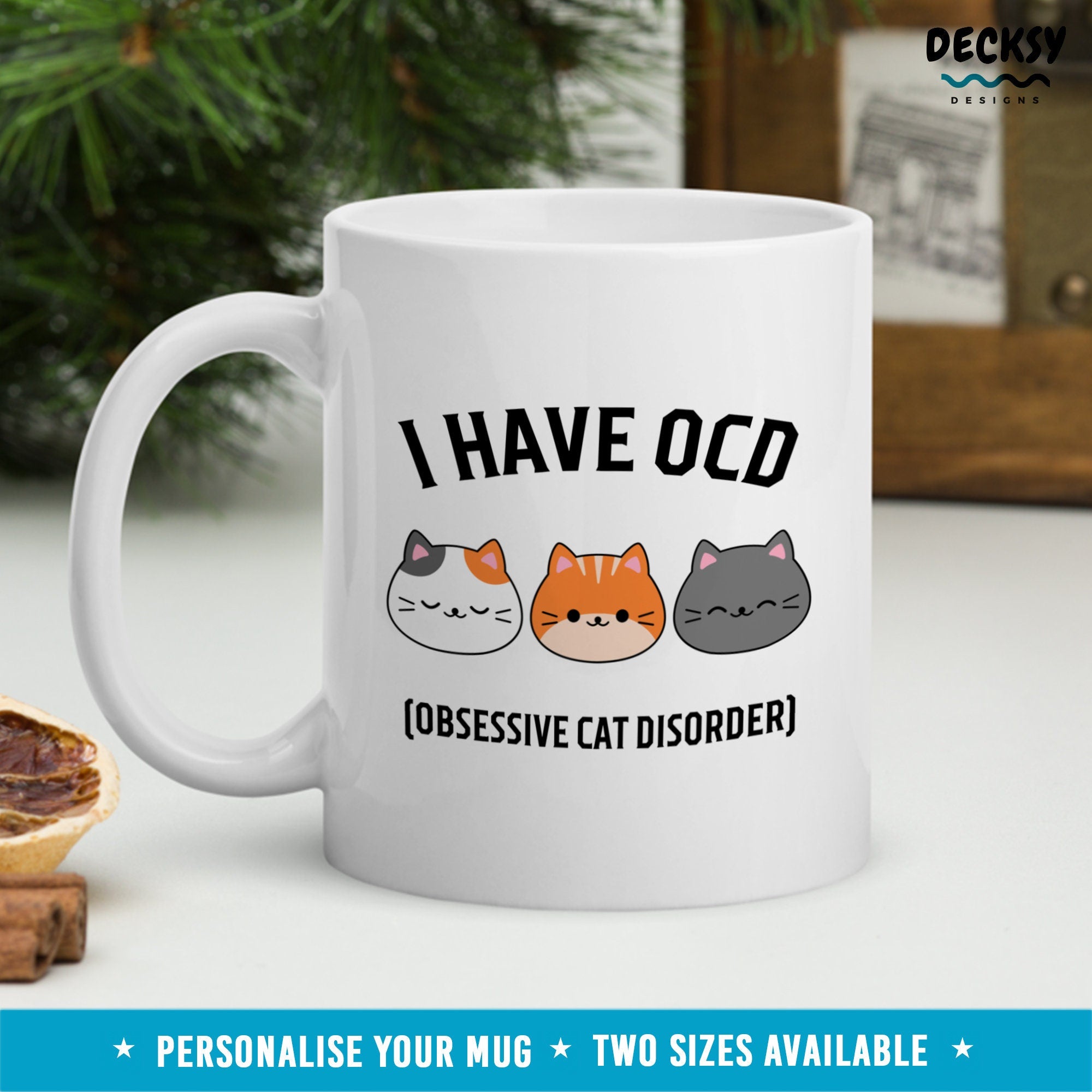 Cat Lover Mug, Personalised Cat Mama Gift, Custom Cat Dad Mug, Ocd Mug Funny, Kitten Coffee Cup, Crazy Cat Lady Gift For Animal Lover Mother Mugs by DecksyDesigns