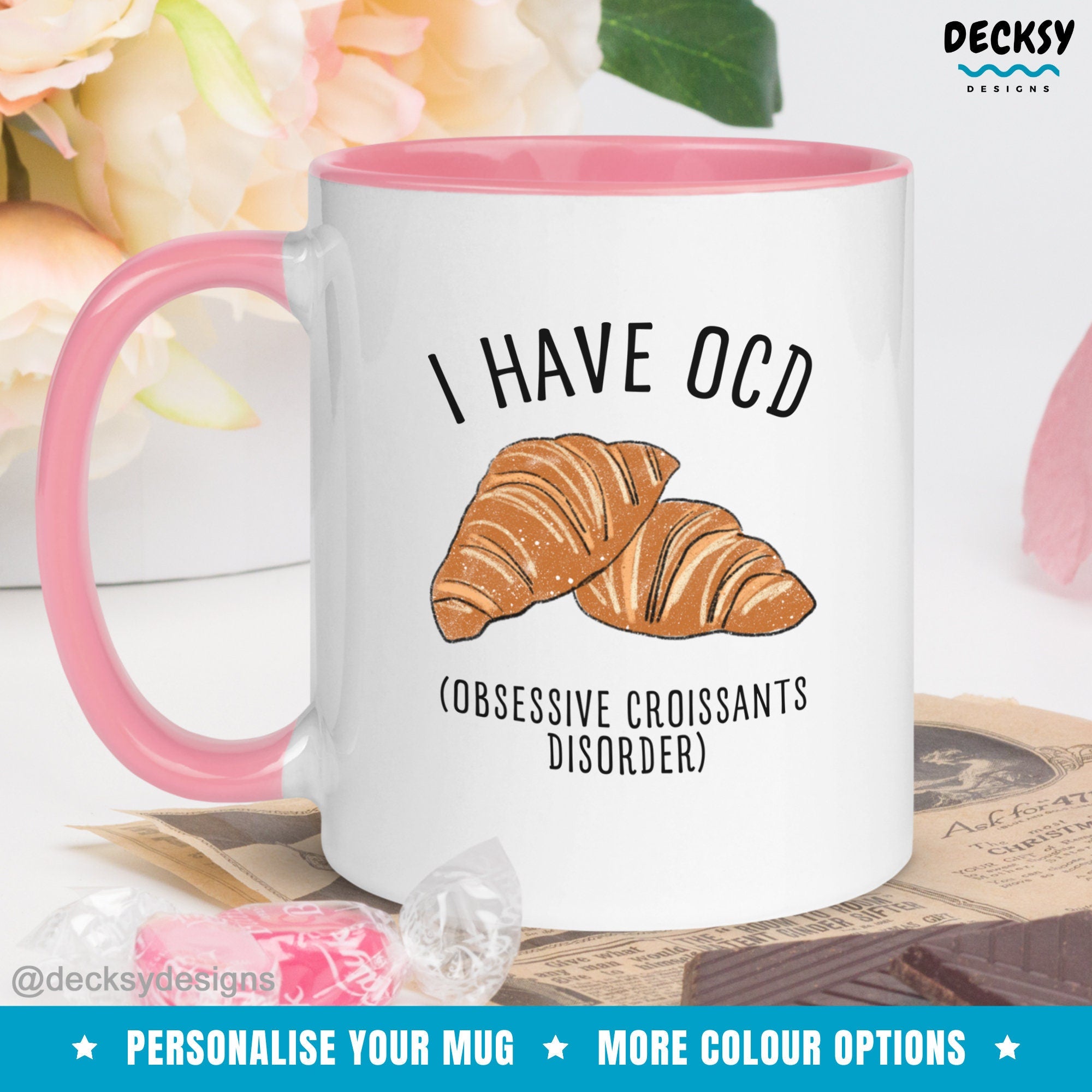 Croissant Mug, Custom Baking Lover Gift, Bread Lover Cup, Personalised Mothers Day Mugs, Gift For Granny, Baker Mug, Gift For Coworker Chef Mugs by DecksyDesigns