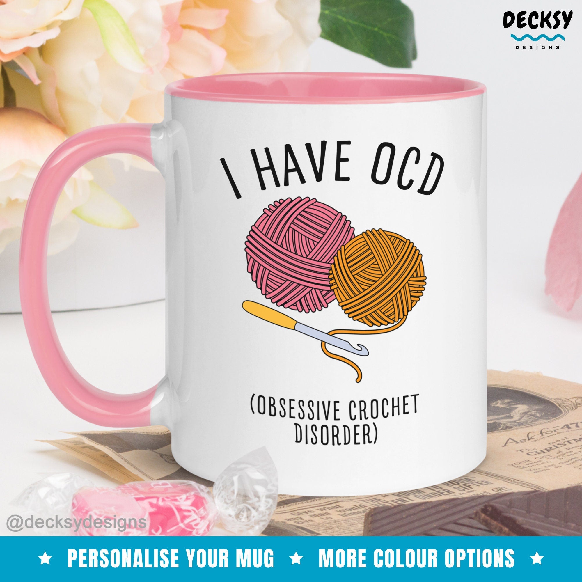 Crocheting Mug, Custom Crochet Lover Gift, Craft Lover Gift, Gift For Sewing Mom, Crochet Queen Coffee Cup, Knitting Grandma, Seamstress Mug Mugs by DecksyDesigns