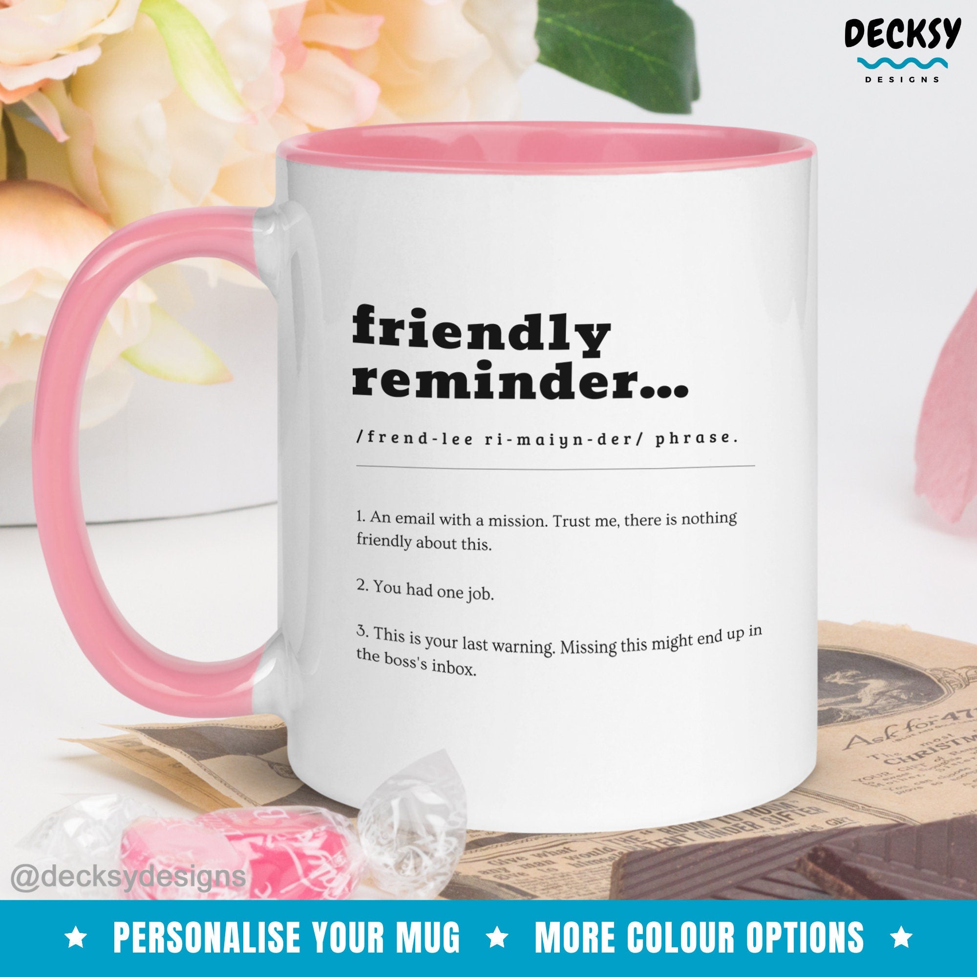 Funny Working Gift, Friendly Reminder Definition Mug, Custom Home Office Cup, Virtual Meeting Mug, Leaving Gift Mug, Morning Work HumourMug Mugs by DecksyDesigns