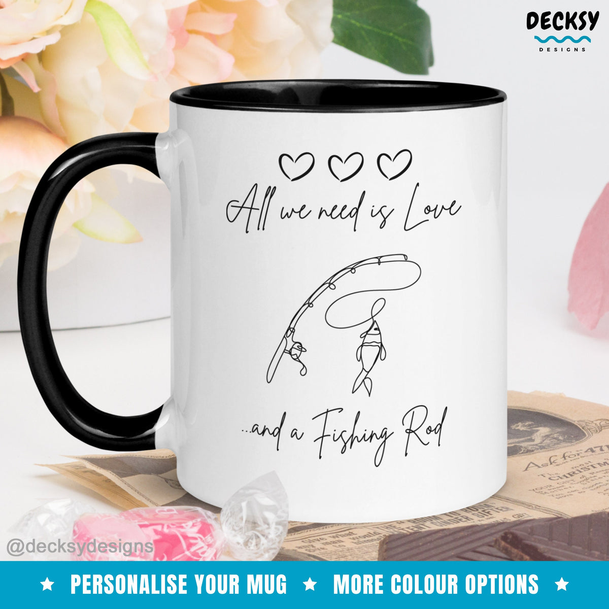 Fishing Lover Gift, Personalised Fisherman Mug, Men Fishing Gift, Retirement Gift For Dad, Gift For Husband From Wife, Dad Fishing Gift Cup Mugs by DecksyDesigns
