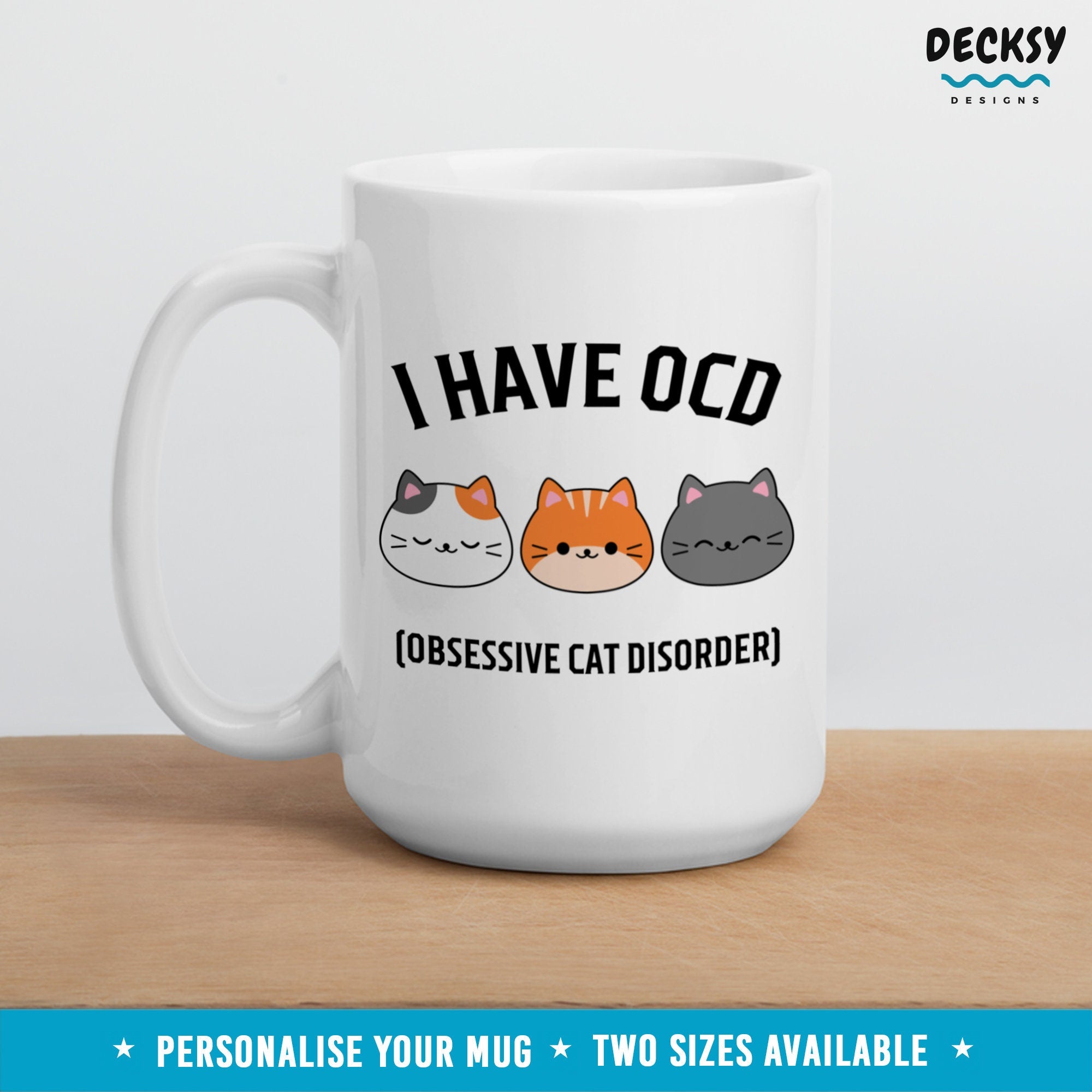 Cat Lover Mug, Personalised Cat Mama Gift, Custom Cat Dad Mug, Ocd Mug Funny, Kitten Coffee Cup, Crazy Cat Lady Gift For Animal Lover Mother Mugs by DecksyDesigns