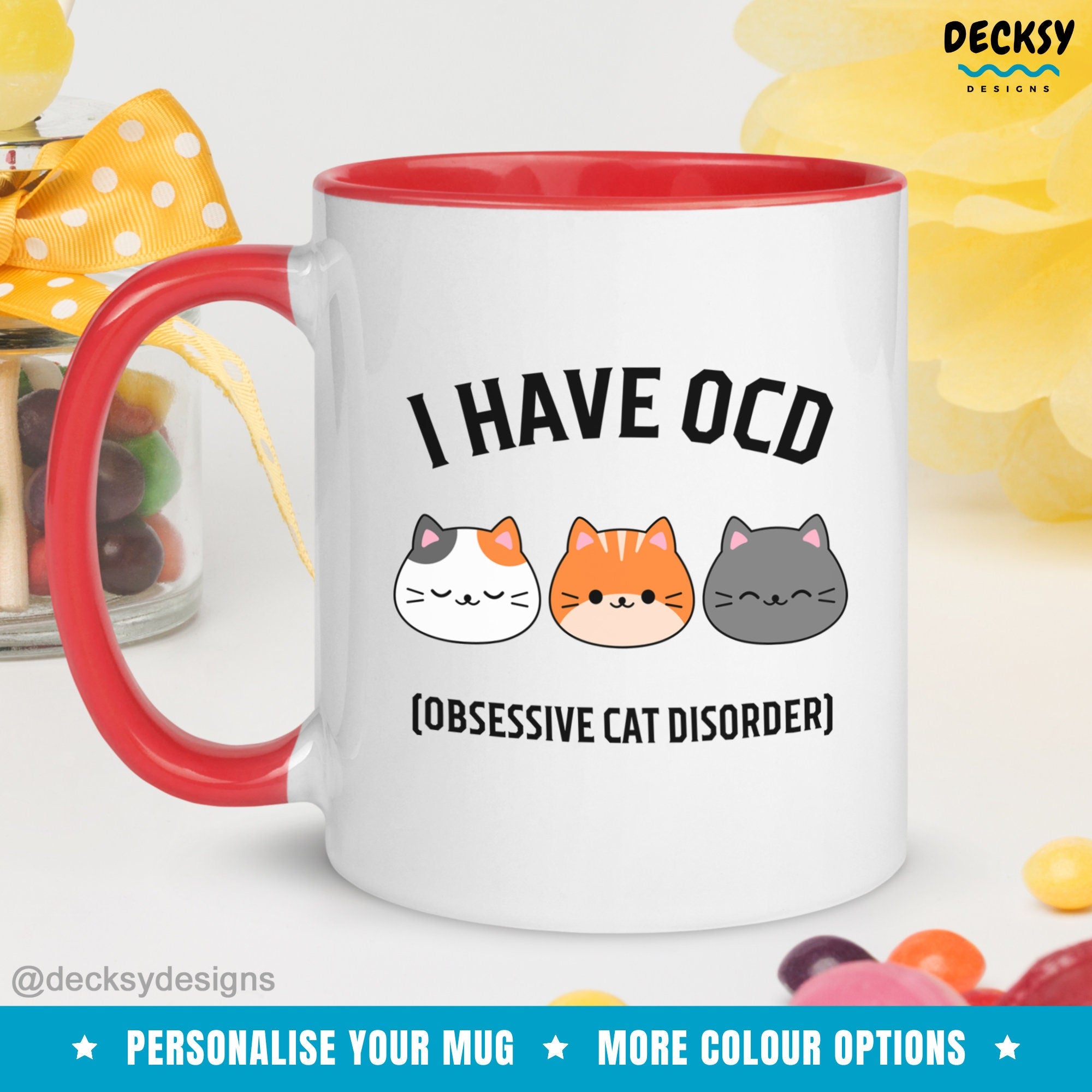 Cat Lover Mug, Personalised Cat Mama Gift, Custom Cat Dad Mug, Ocd Mug Funny, Kitten Coffee Cup, Crazy Cat Lady Gift For Animal Lover Mother Mugs by DecksyDesigns