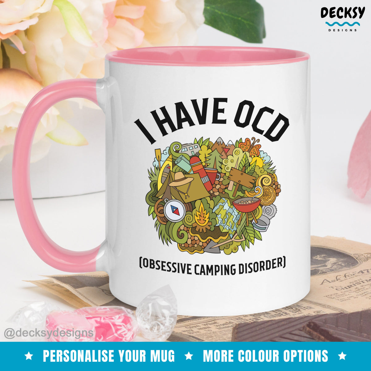 Camping Mug, Funny Ocd Mug, Custom Camp Lover Gift, Camping Dad Gift, Camper Mom Nature Lover Gift, Adventure Lover Coworker Gift Cup Mugs by DecksyDesigns