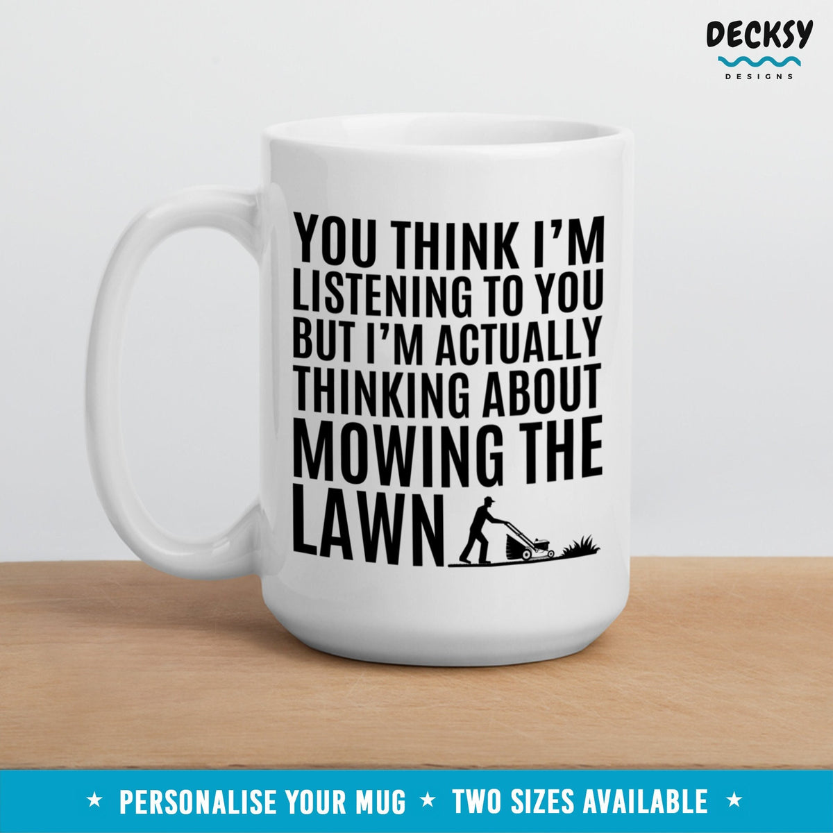 Lawn Mowing Mug, Personalised Landscaper Gift, Lawn Mower Gift, Funny Gift For Dad From Daughter, Grandpa Coffee Mug, Indoor Gardening Cup Mugs by DecksyDesigns