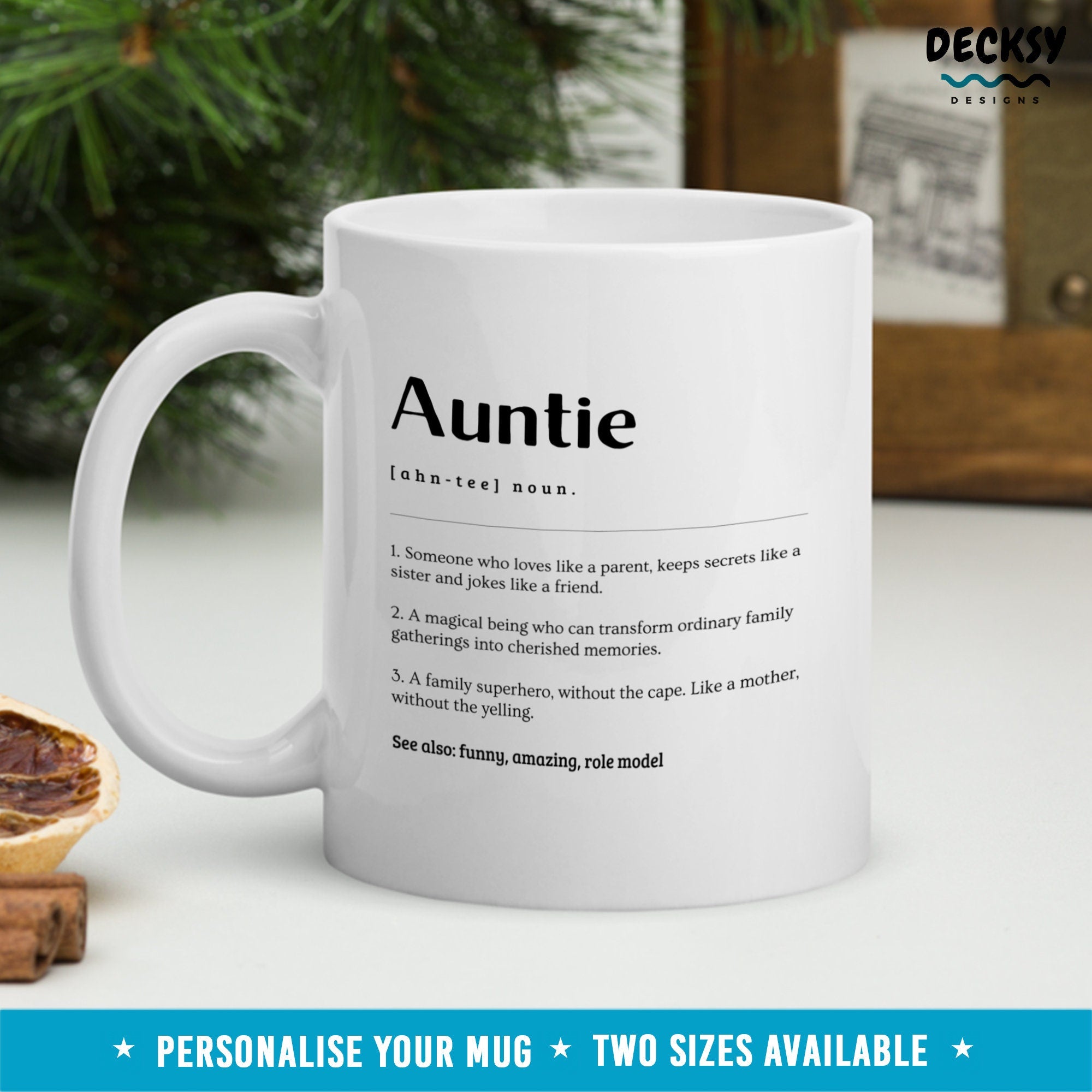 Auntie Mug, Custom Gift For Aunt, Funny Aunt Appreciation Gift Ideas, Aunt Birthday Gift Cup, Cool Aunt Coffee Mug, Personalised Auntie Gift Mugs by DecksyDesigns