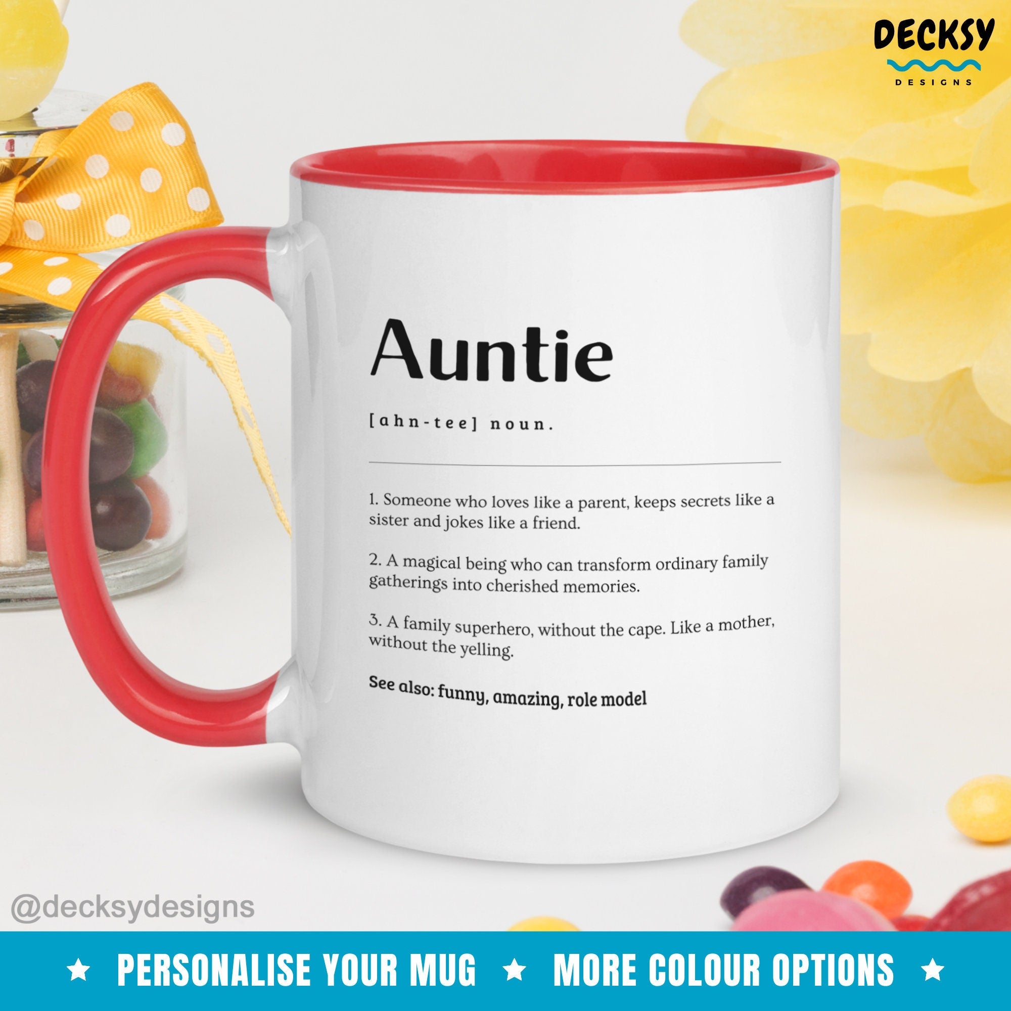 Auntie Mug, Custom Gift For Aunt, Funny Aunt Appreciation Gift Ideas, Aunt Birthday Gift Cup, Cool Aunt Coffee Mug, Personalised Auntie Gift Mugs by DecksyDesigns