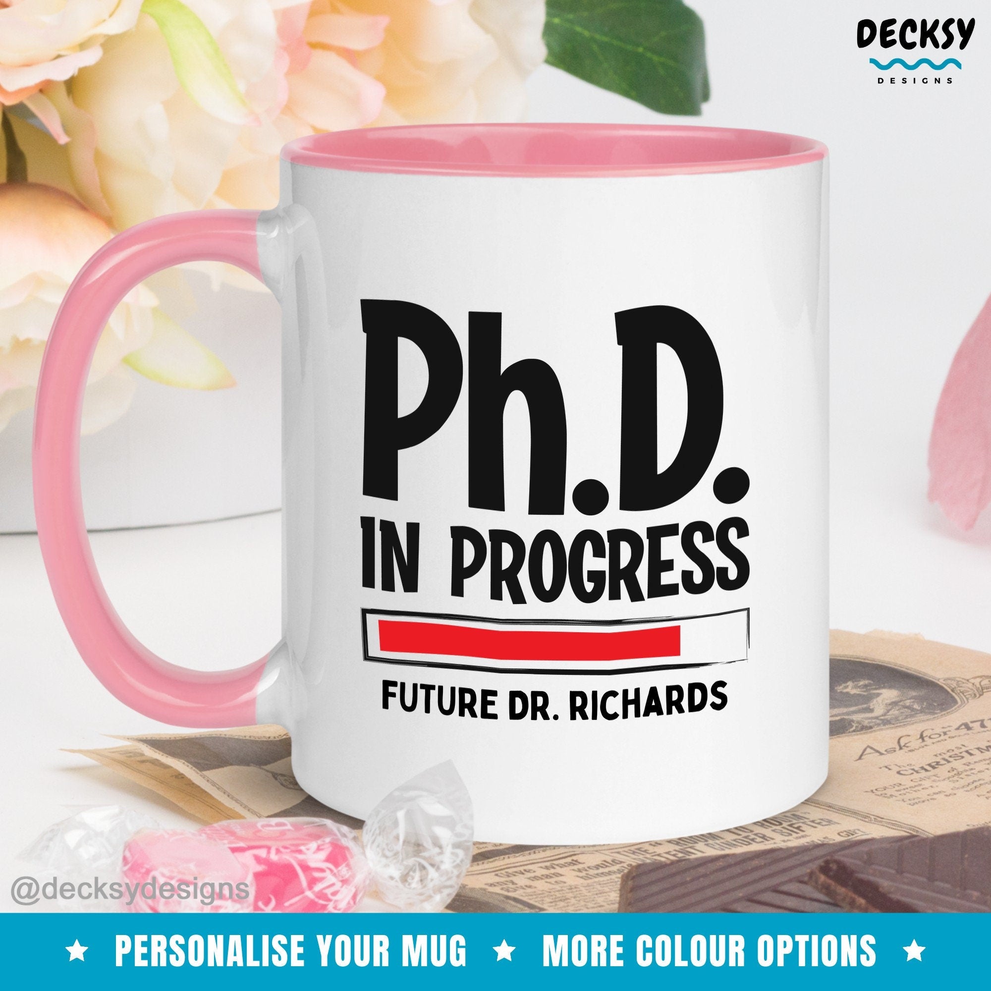 Phd Graduation Mug, Doctorate Present, Custom Researcher Mug, Personalized Mug, Phd Gift For Her Him, Phd Candidate Gift, Phd, Thesis Gift Mugs by DecksyDesigns