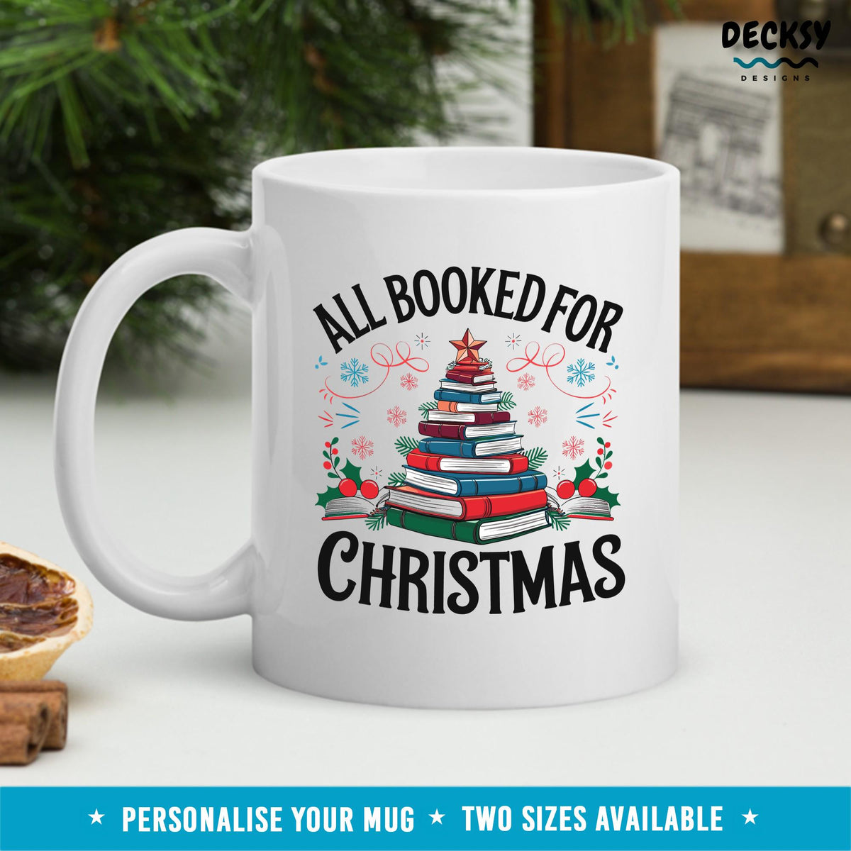 Christmas Book Mug, Personalised Reading Mug Gift, Christmas Coffee Mug, Secret Santa Gift For Reader, Librarian Teacher Cup, Book Club Mug Mugs by DecksyDesigns