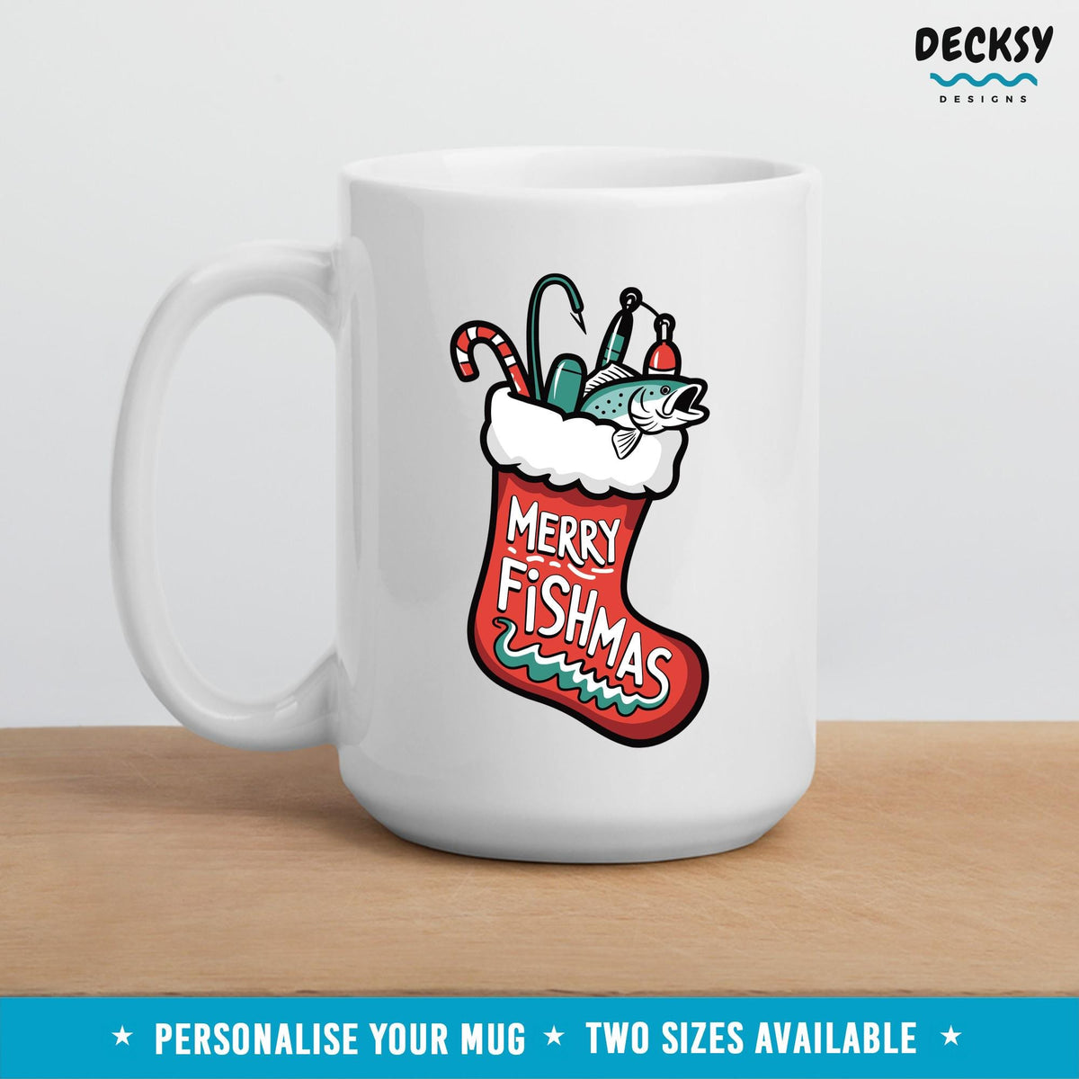 Xmas Fishing Mug, Christmas Fishing Mug Dad, Custom Fishing Gift Men, Fishing Lover Gift, Personalised Gifts for Him, Holiday Camping Mug Mugs by DecksyDesigns