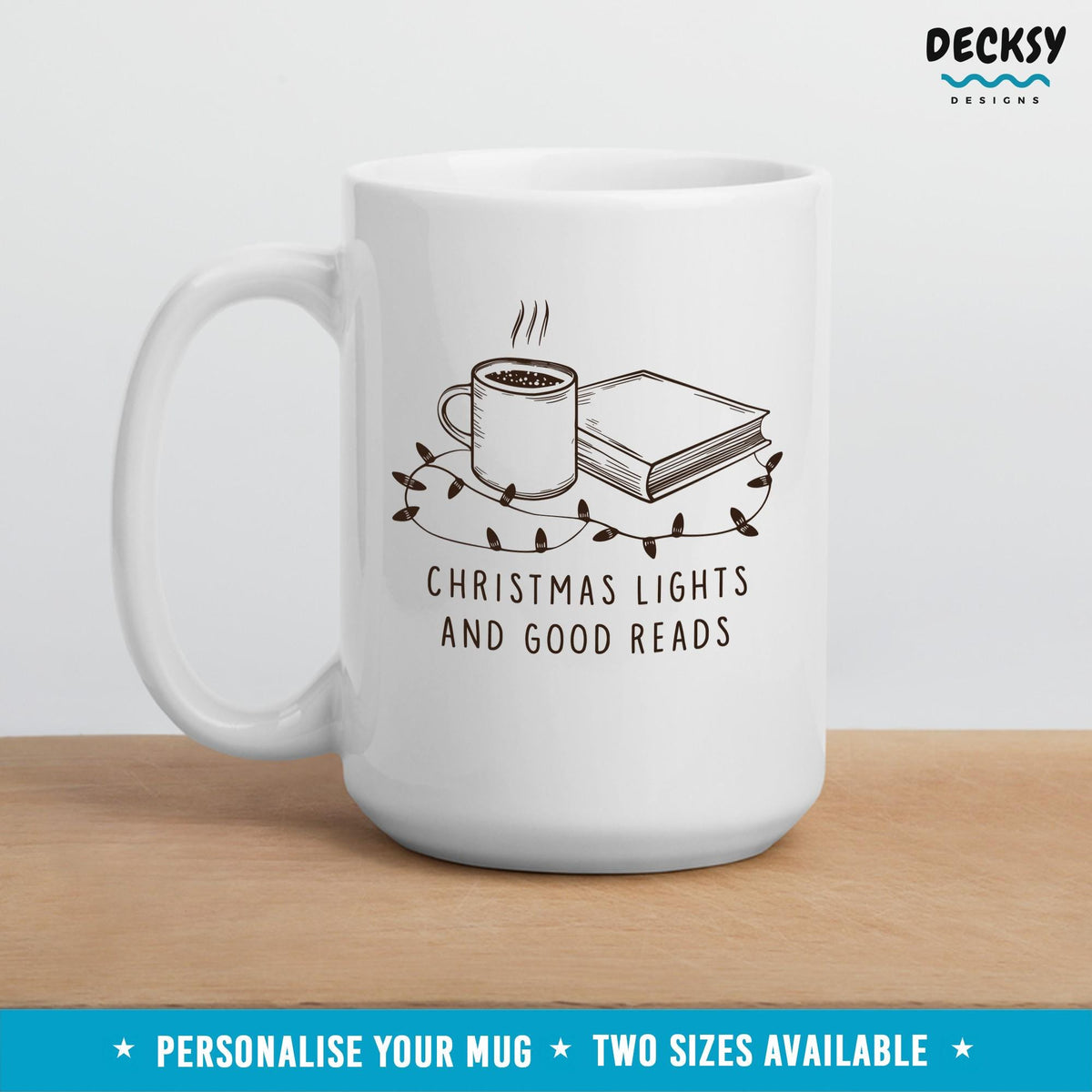 Book Lover Personalised Christmas Mug, Reading Gift For Bookworm, School Librarian Gift, Book Lover Teacher Christmas Coffee Cup Mugs by DecksyDesigns