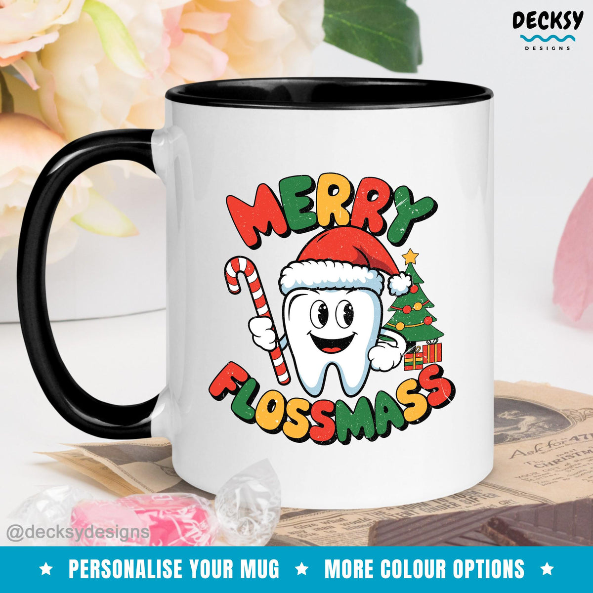 Dental Christmas Mug, Custom Dentist Gift, Xmas Dentist Gift, Dentist Mug, Dental Hygienist Gift, Dental Assistant Mug, Orthodontist Gifts Mugs by DecksyDesigns