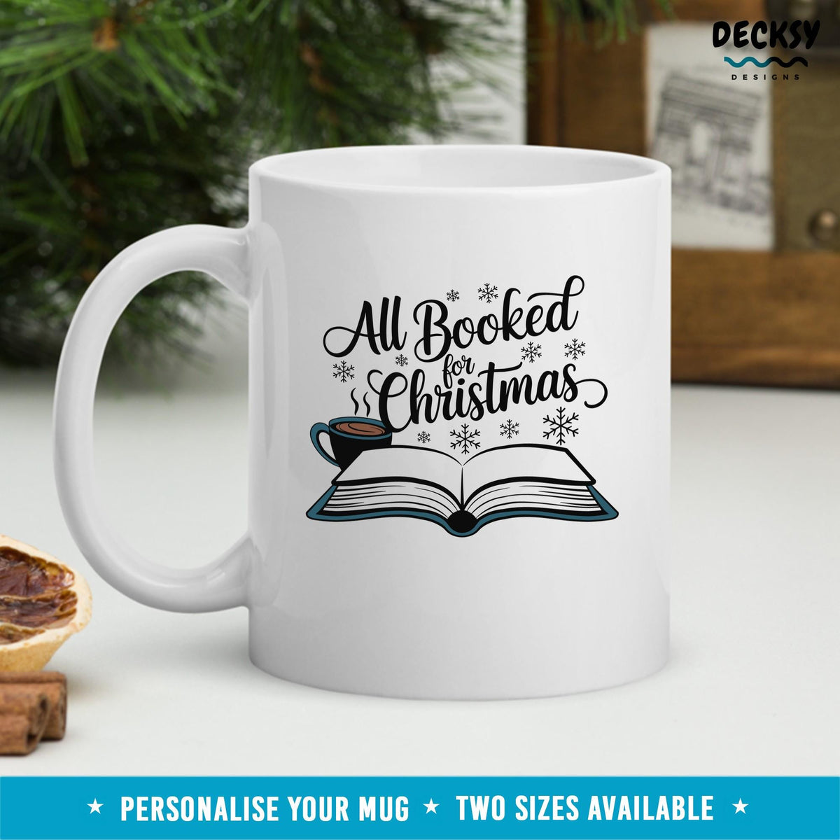 Christmas Book Mug, Custom Gift For Book Lover, Reading Mug Gift, Holiday Book Mug, Gift For Introvert, Bookworm Mug, Christmas Coffee Cup Mugs by DecksyDesigns