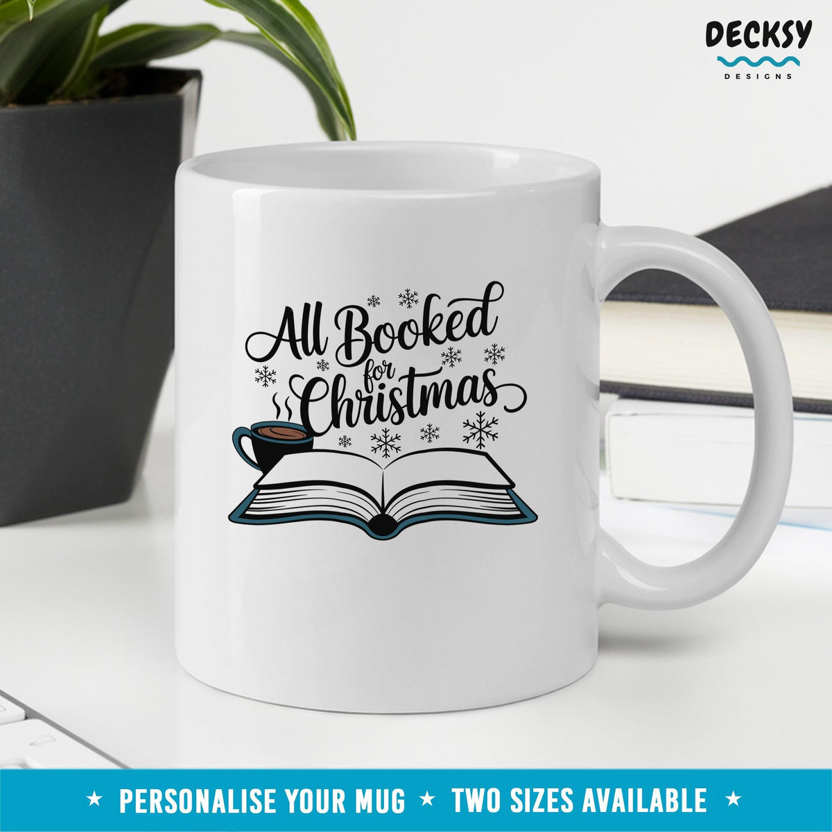 Christmas Book Mug, Custom Gift For Book Lover, Reading Mug Gift, Holiday Book Mug, Gift For Introvert, Bookworm Mug, Christmas Coffee Cup Mugs by DecksyDesigns